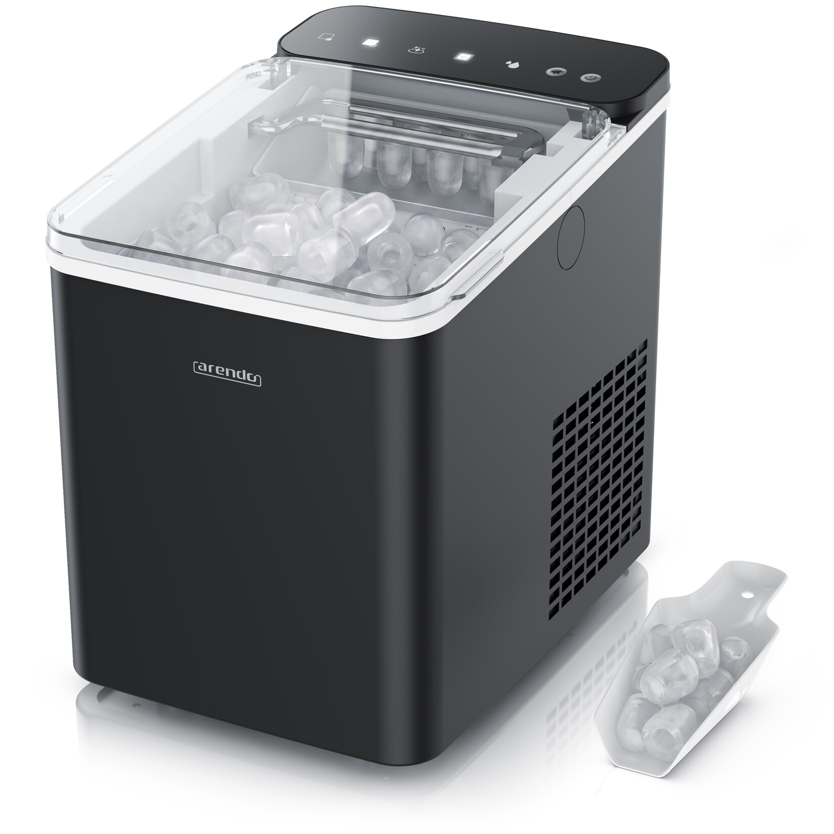 Arendo Eiswürfelmaschine, Ice Maker Eiswürfelbereiter, max. 12kg Eiswürfe pro Tag, 1,1L Behälter, schwarz