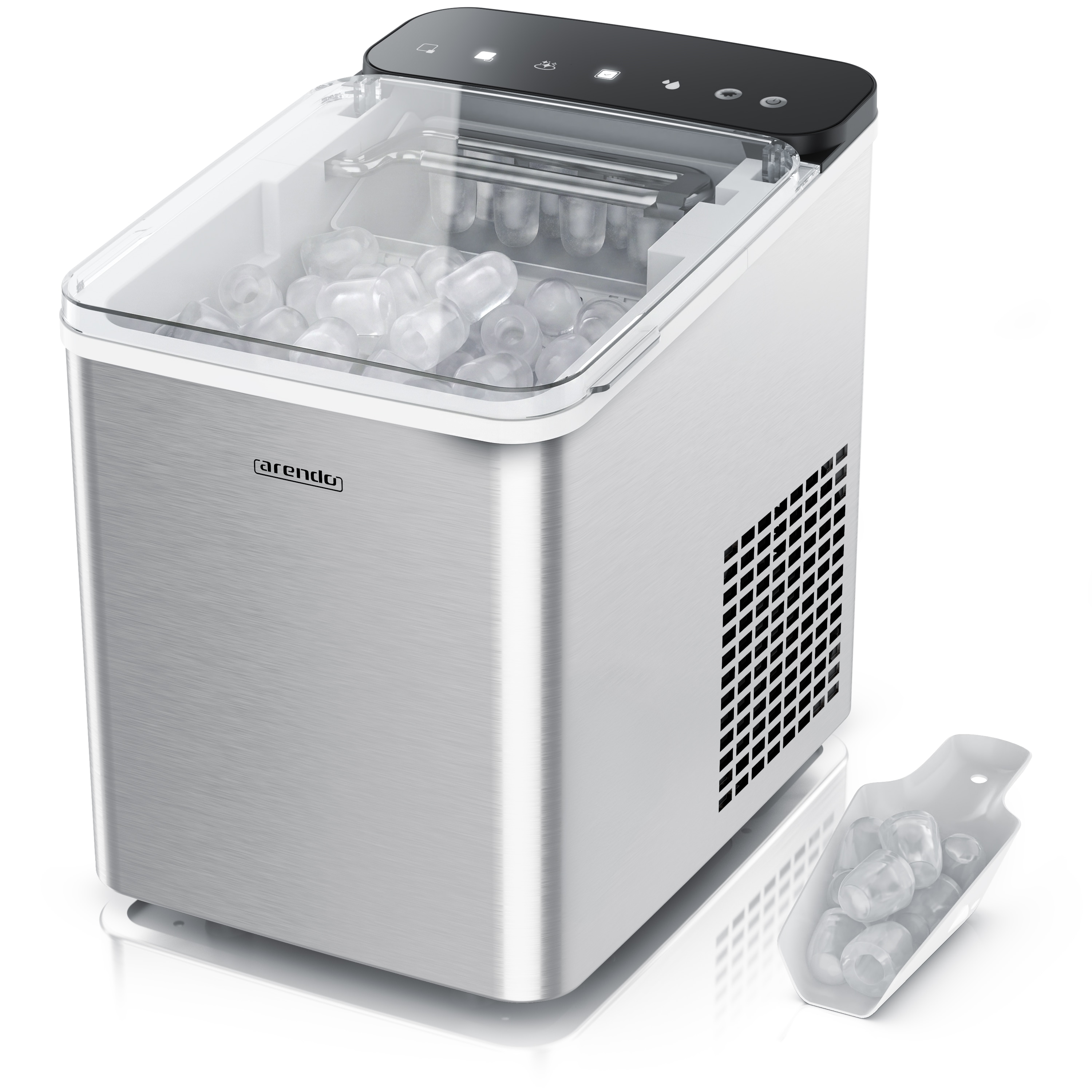 Arendo Eisw&uuml;rfelmaschine, Ice Maker Eisw&uuml;rfelbereiter, max. 12kg Eisw&uuml;rfe pro Tag, 1,1L Beh&auml;lter, silber - Bild 1