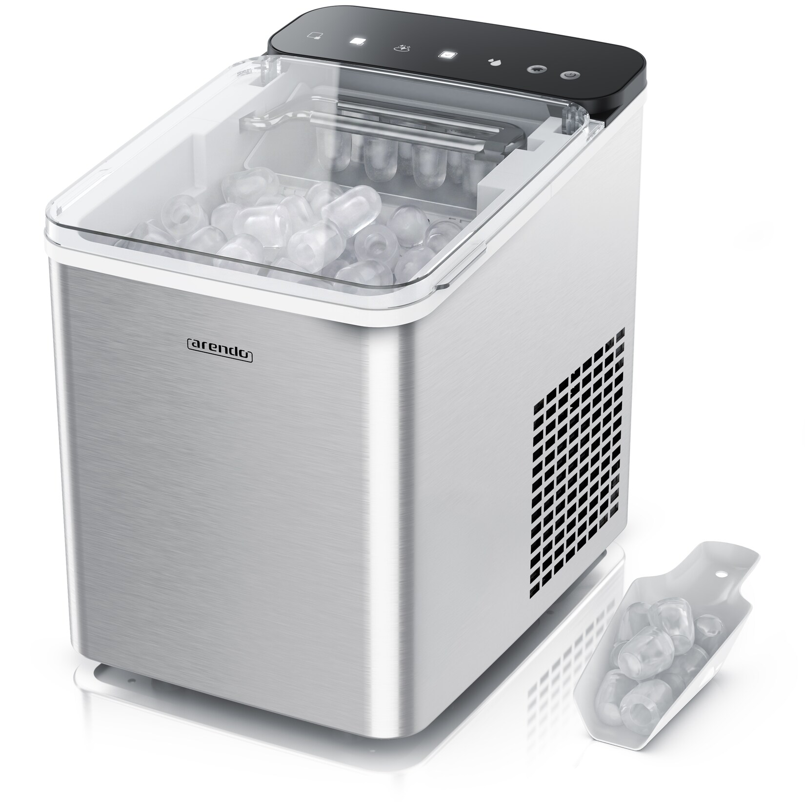Arendo Eiswürfelmaschine, Ice Maker Eiswürfelbereiter, max. 12kg Eiswürfe pro Tag, 1,1L Behälter, silber