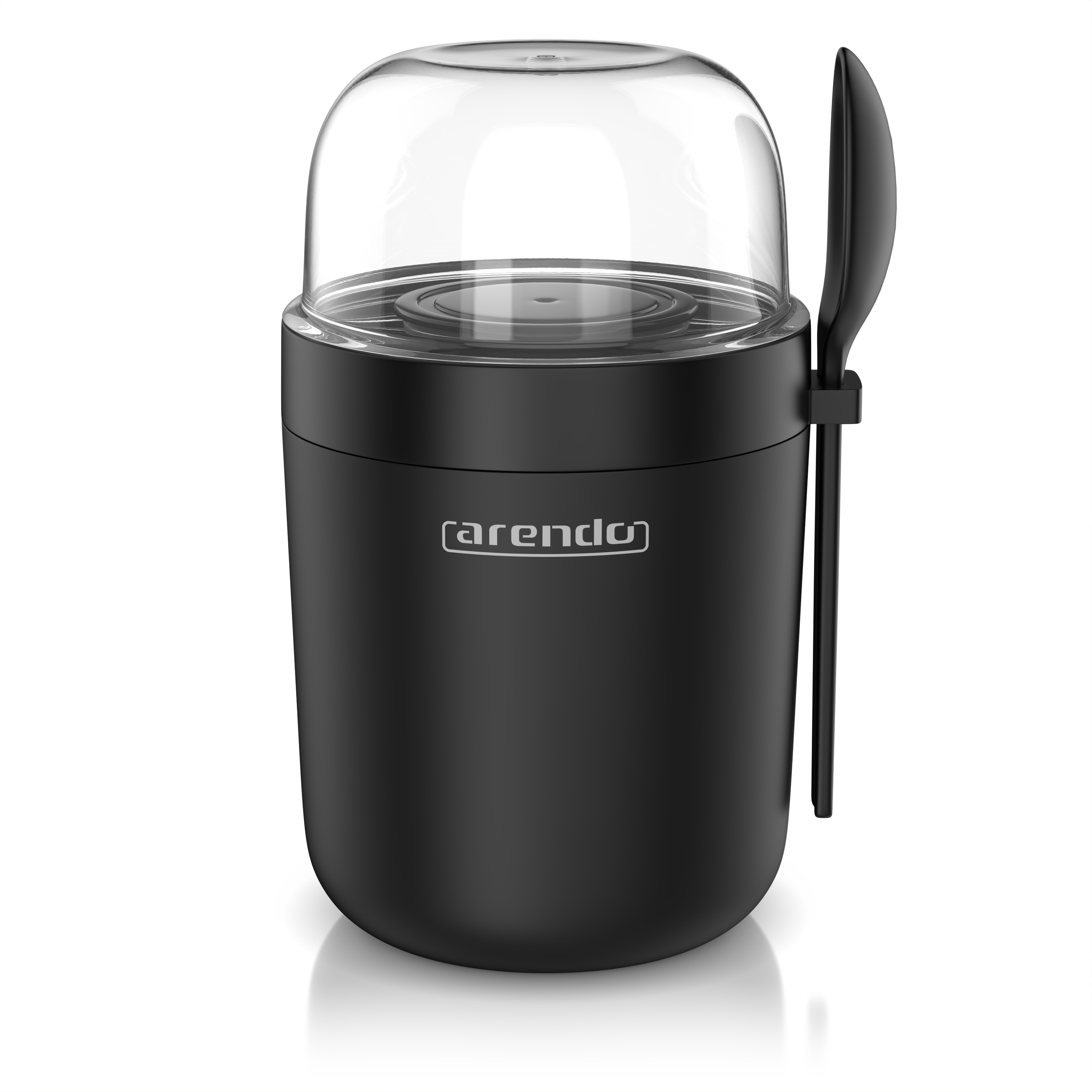 Arendo Mehrwegbecher, M&uuml;slibecher mit L&ouml;ffel, Aufbewahrungsbecher 750ml, To Go, schwarz/transparent - Bild 1