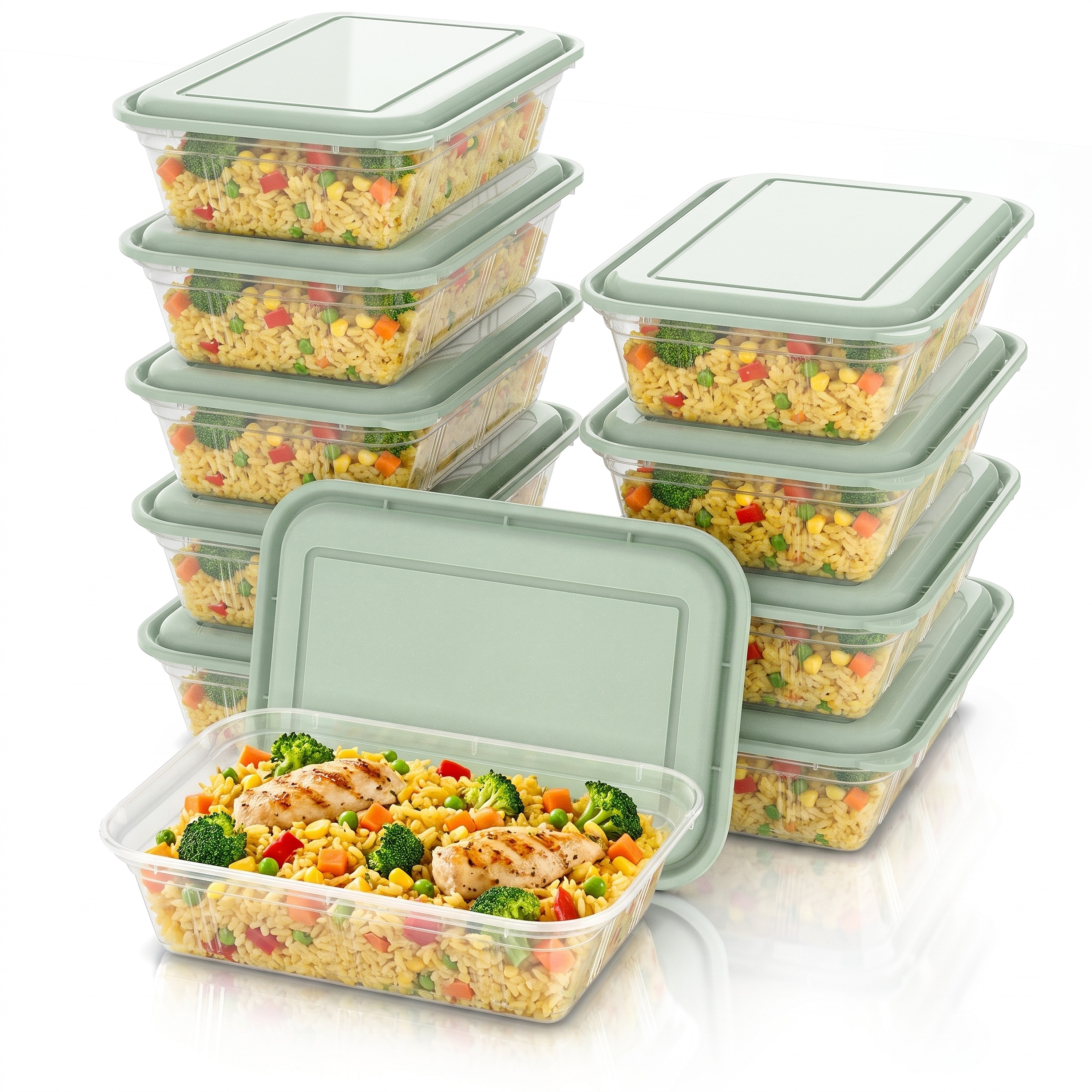 Arendo Vorratsdose, Meal Prep Box 950 ml, 10er Set, je 1 Fach, f&uuml;r B&uuml;ro, Fitness & K&uuml;che, transparent - Bild 1