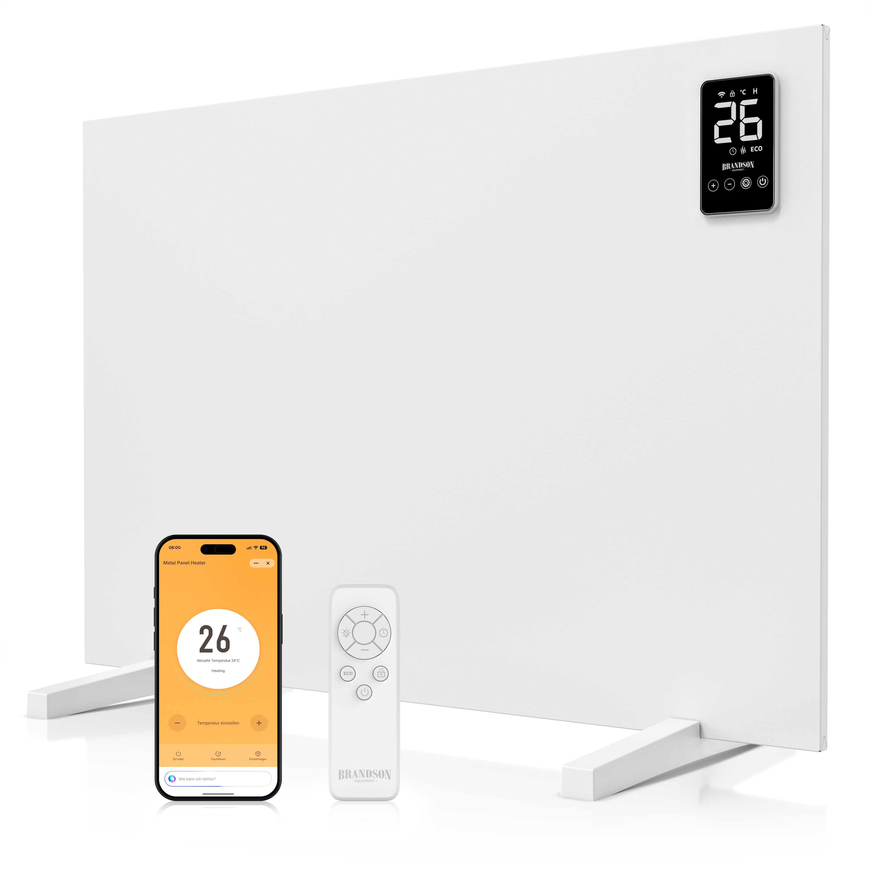 Brandson, Infrarotheizung 450 W mit App, Fernbedienung & Trockengestell, wei&szlig; - Bild 1