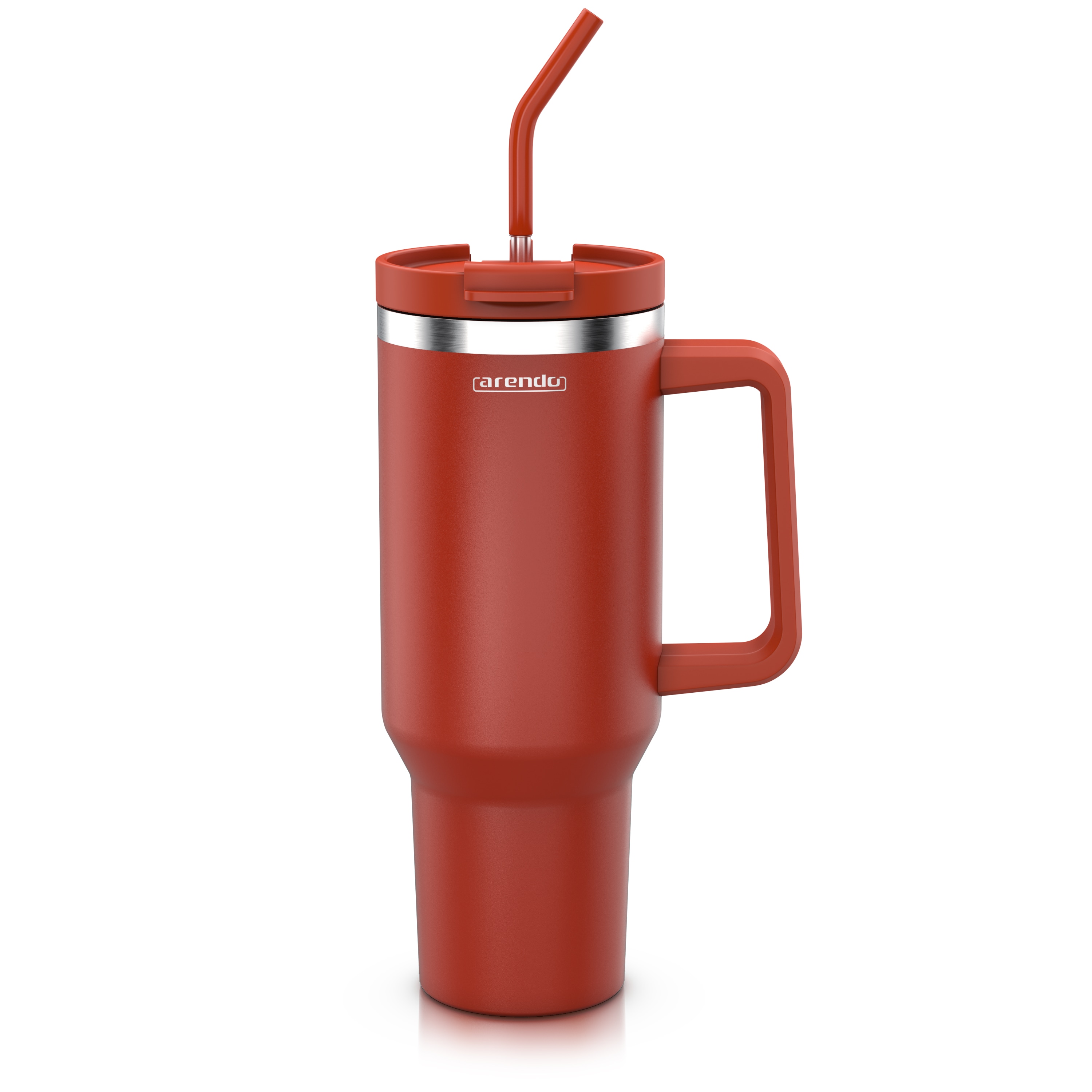 Arendo Thermobecher, Tumbler 1200 ml, Becher mit Deckel, Henkel und Strohhalm, Thermal Mug, dunkelrot - Bild 1