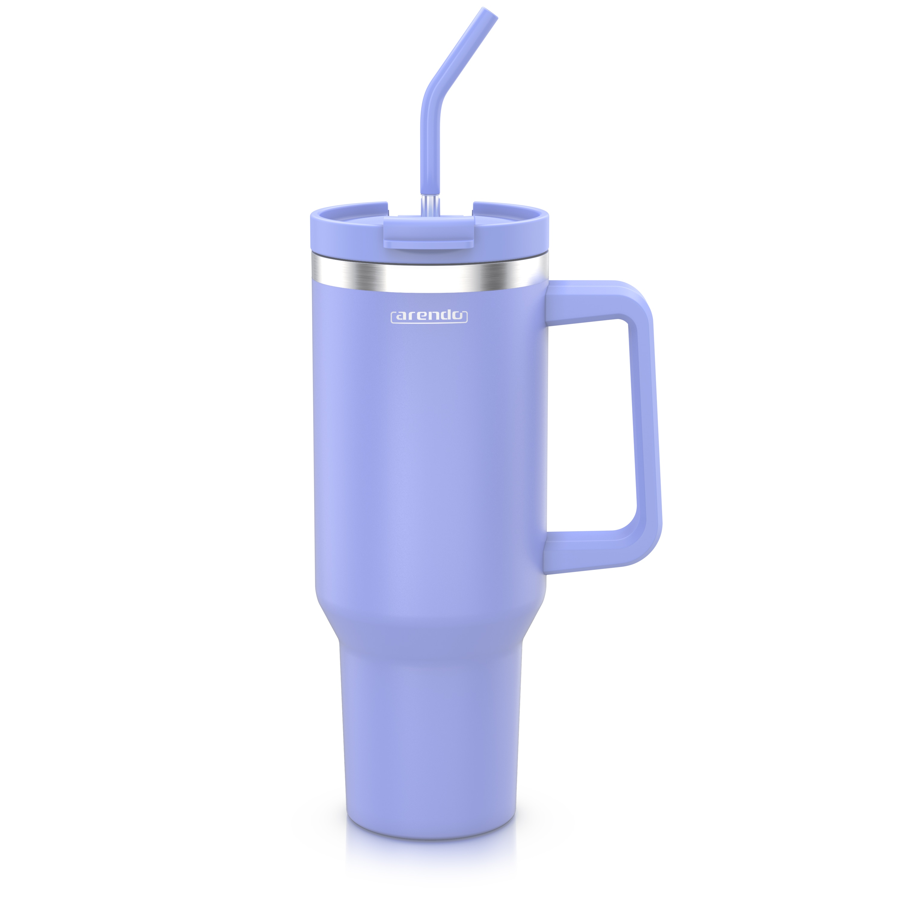 Arendo Thermobecher, Tumbler 1200 ml, Becher mit Deckel, Henkel und Strohhalm, Thermal Mug, lila - Bild 1