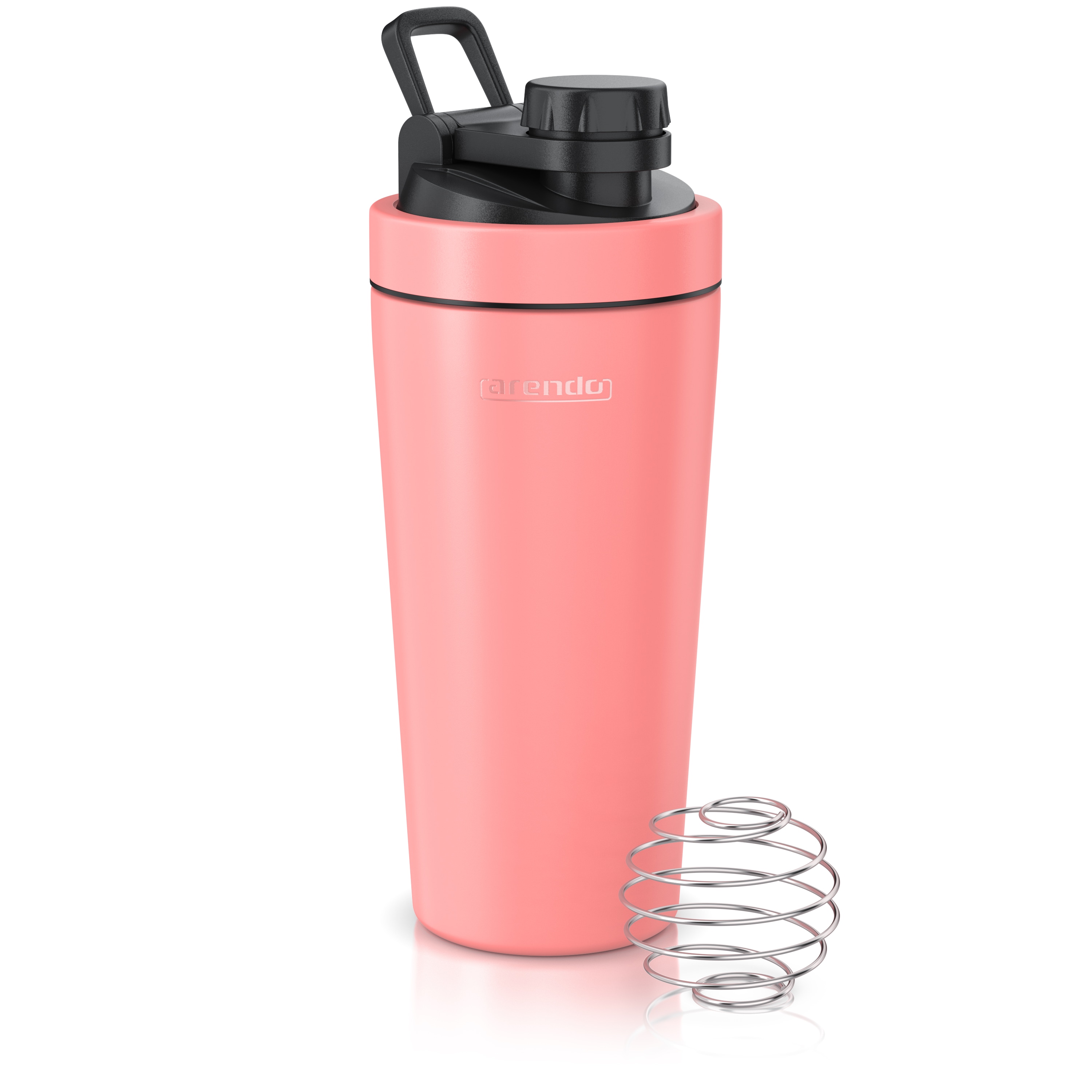 Arendo Protein Shaker, Edelstahl Eiwei&szlig;shaker 750 ml, korall, verschlie&szlig;bar, BPA-frei - Bild 1