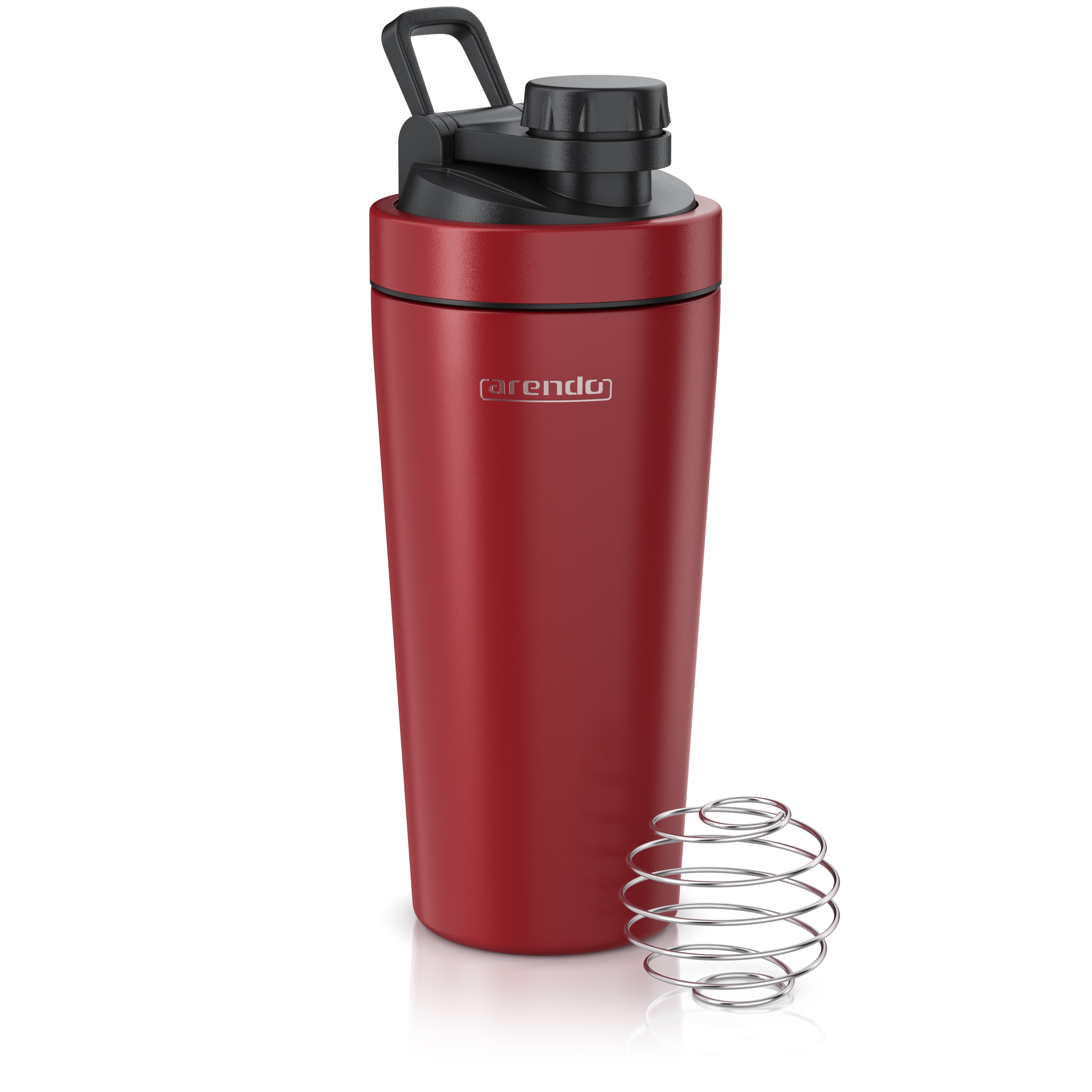 Arendo Protein Shaker, Edelstahl Eiwei&szlig;shaker 750 ml, rot, verschlie&szlig;bar, BPA-frei - Bild 1