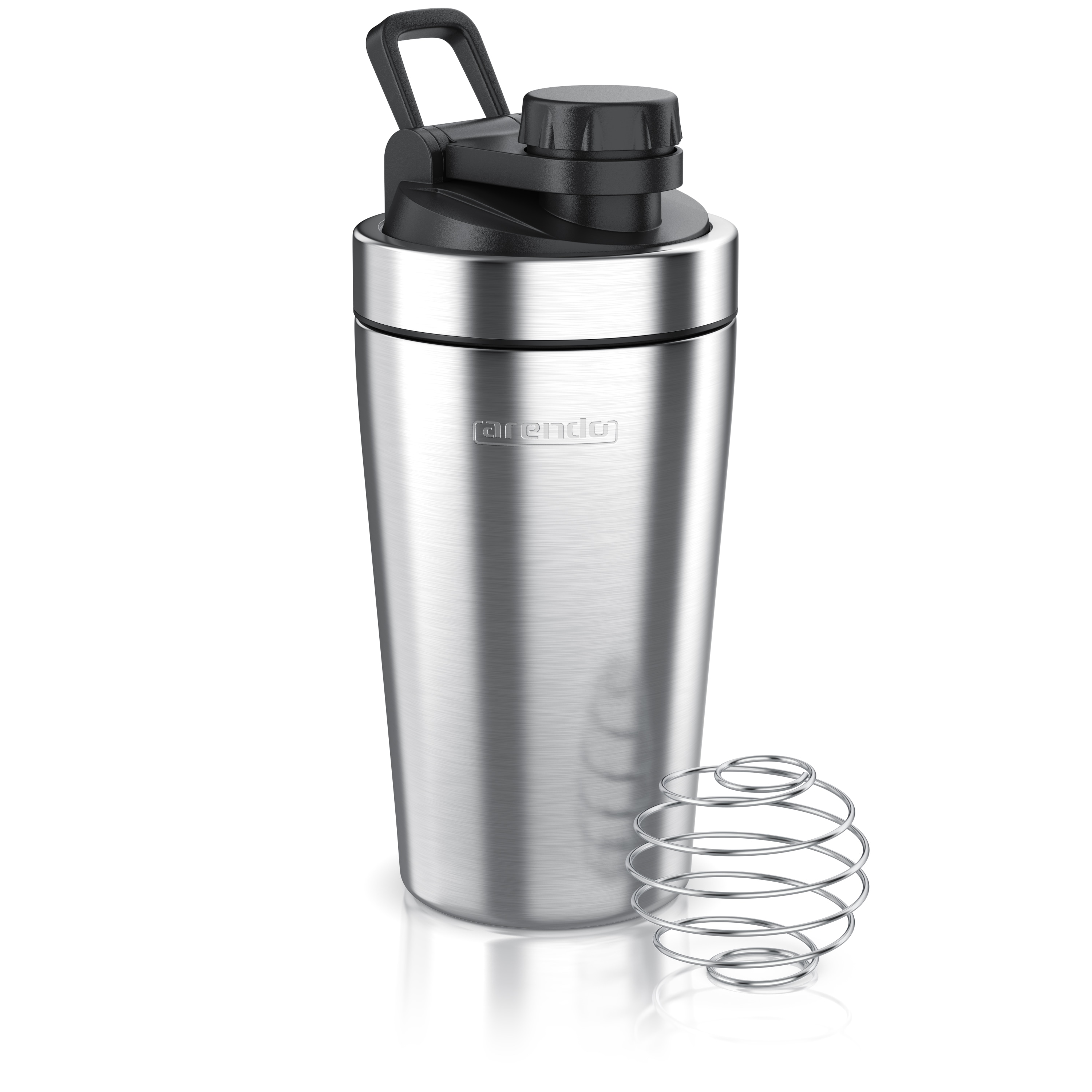 Arendo Protein Shaker, Edelstahl Eiwei&szlig;shaker 500 ml, verschlie&szlig;bar, bruchfest, BPA-frei, silber - Bild 1