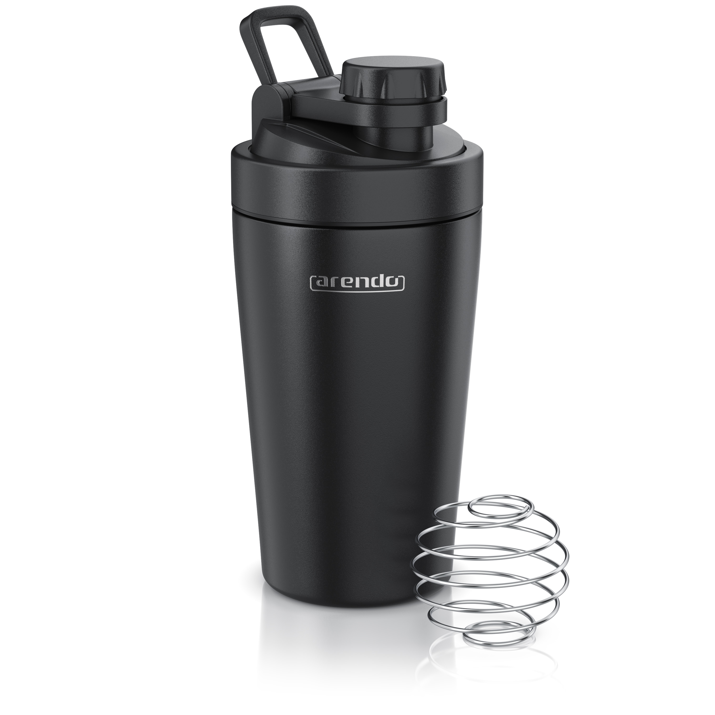 Arendo Protein Shaker, Edelstahl Eiwei&szlig;shaker 500 ml, verschlie&szlig;bar, bruchfest, BPA-frei, schwarz - Bild 1