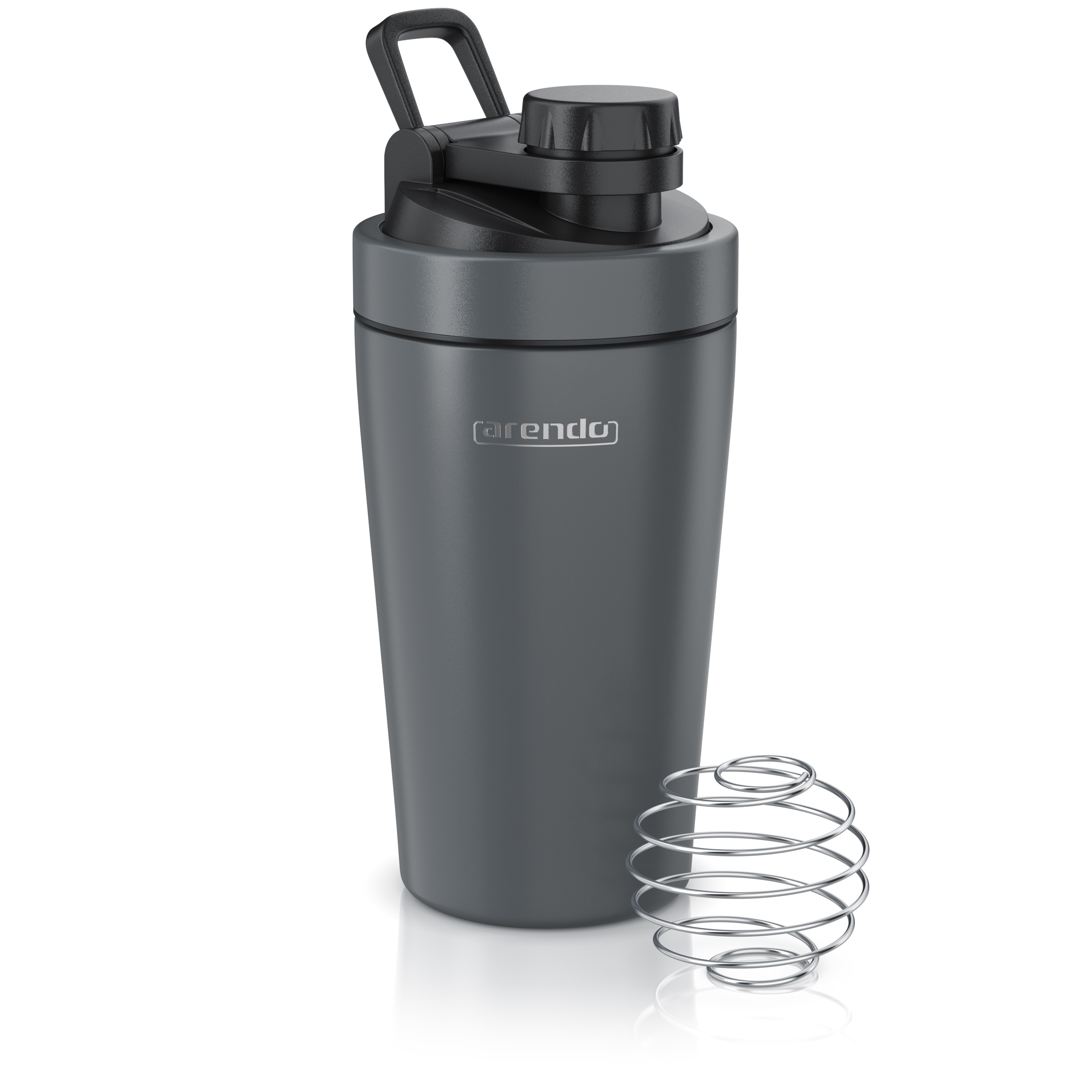 Arendo Protein Shaker, Edelstahl Eiwei&szlig;shaker 500 ml, verschlie&szlig;bar, bruchfest, BPA-frei, Cool Grey - Bild 1