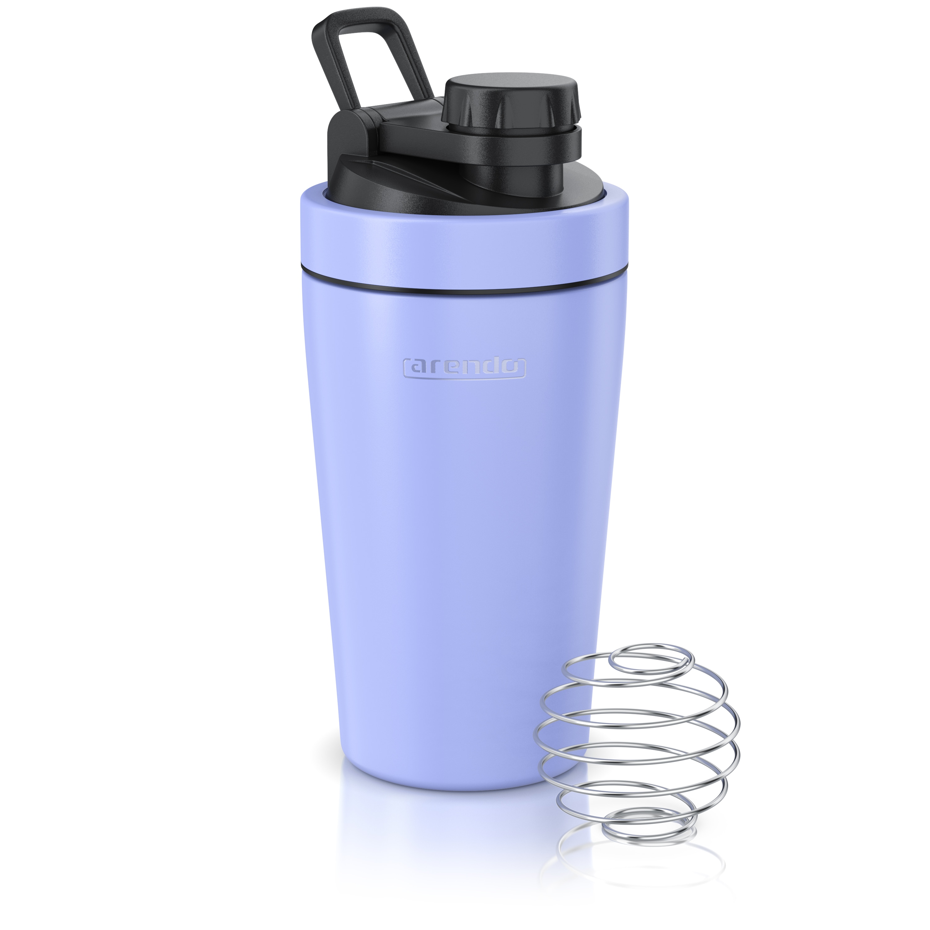 Arendo Protein Shaker, Edelstahl Eiwei&szlig;shaker 500 ml, verschlie&szlig;bar, bruchfest, BPA-frei, Lavendel - Bild 1