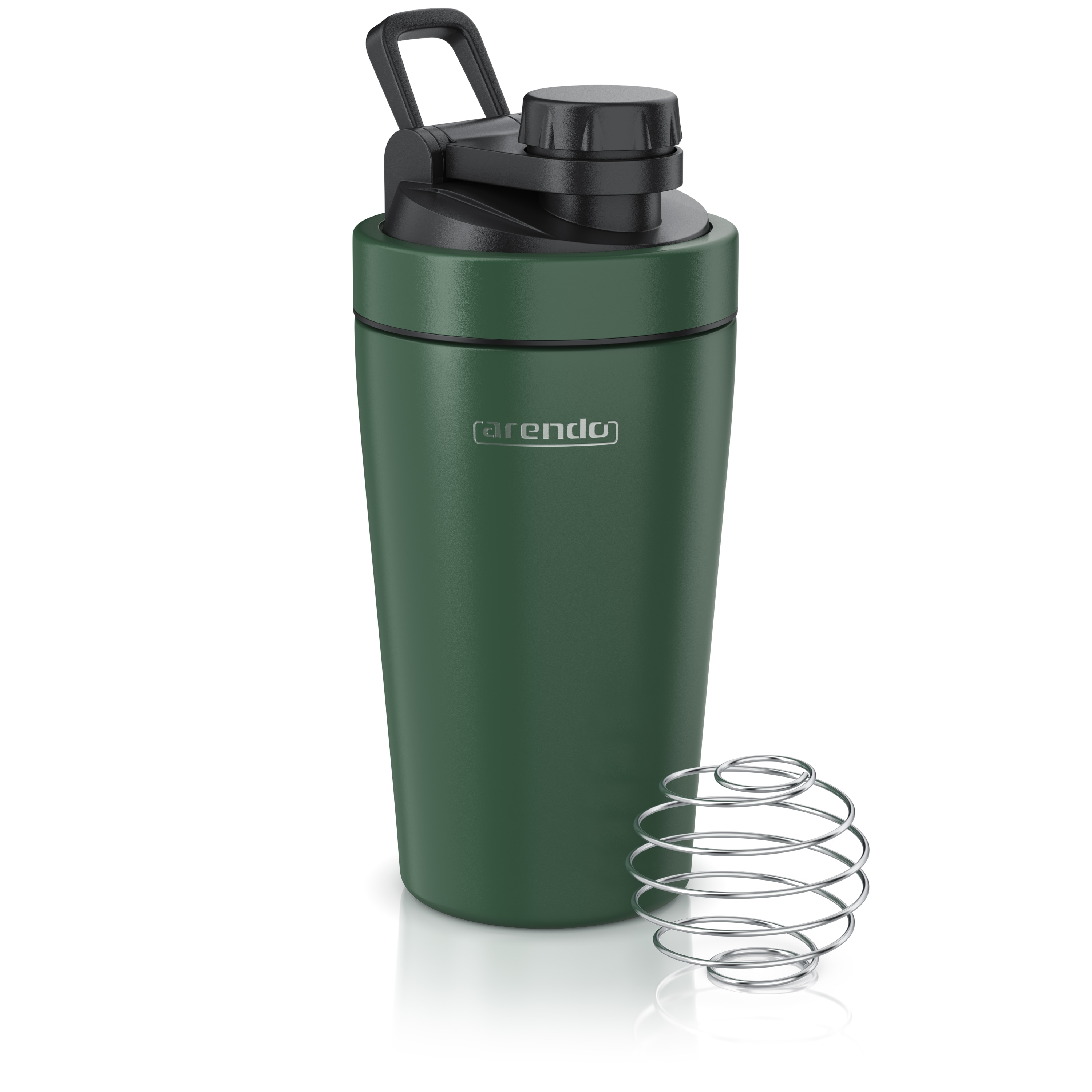Arendo Protein Shaker, Edelstahl Eiwei&szlig;shaker 500 ml, verschlie&szlig;bar, bruchfest, BPA-frei, dunkelgr&uuml;n - Bild 1