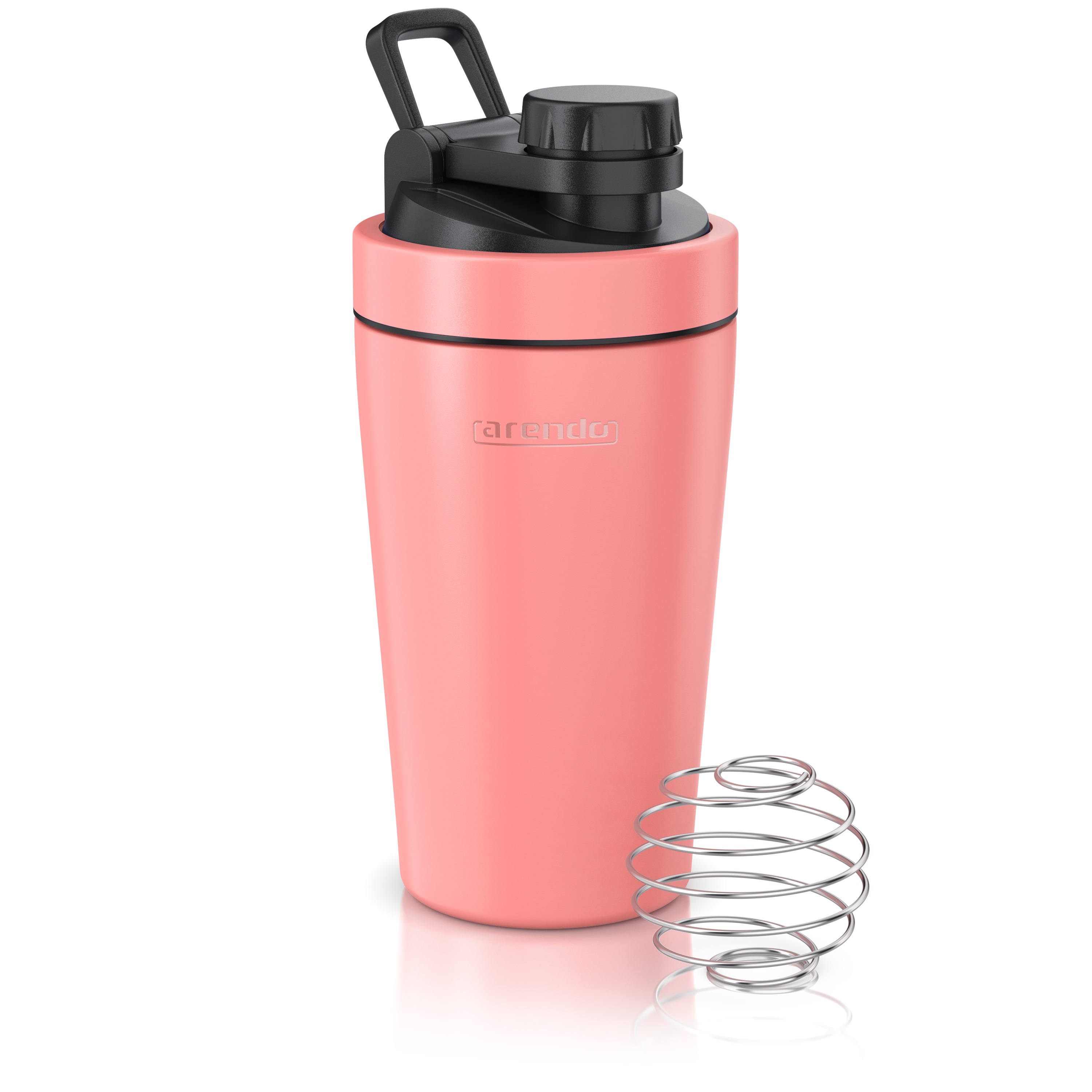 Arendo Protein Shaker, Edelstahl Eiwei&szlig;shaker 500 ml, korall, verschlie&szlig;bar, BPA-frei - Bild 1