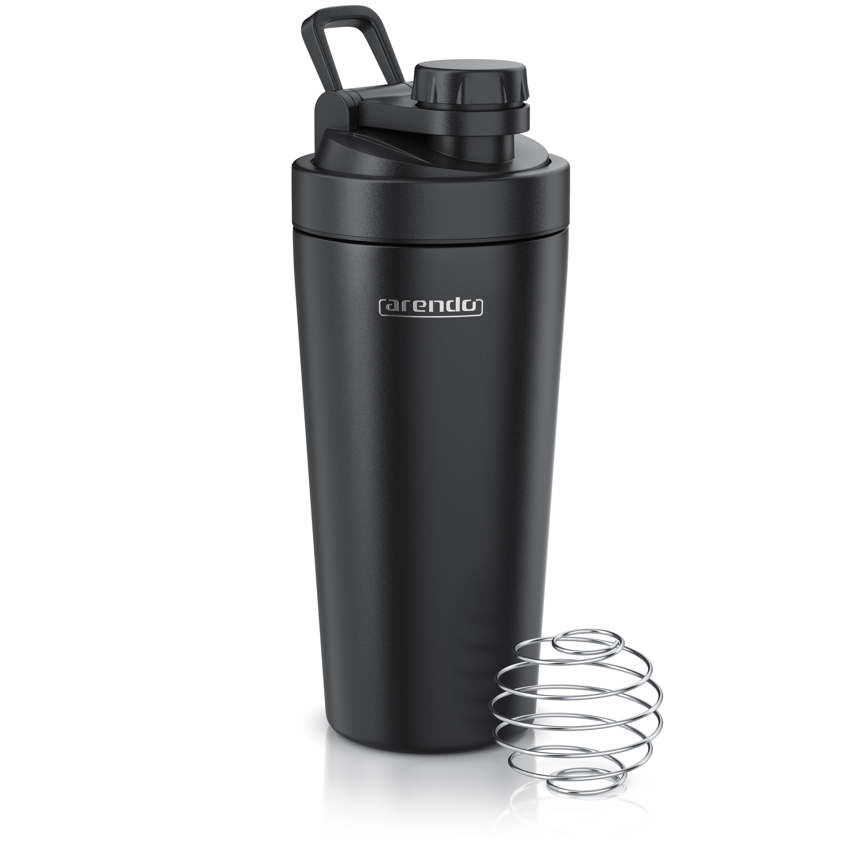 Arendo Protein Shaker, Edelstahl Eiwei&szlig;shaker 750 ml, verschlie&szlig;bar, bruchfest, BPA-frei, schwarz - Bild 1