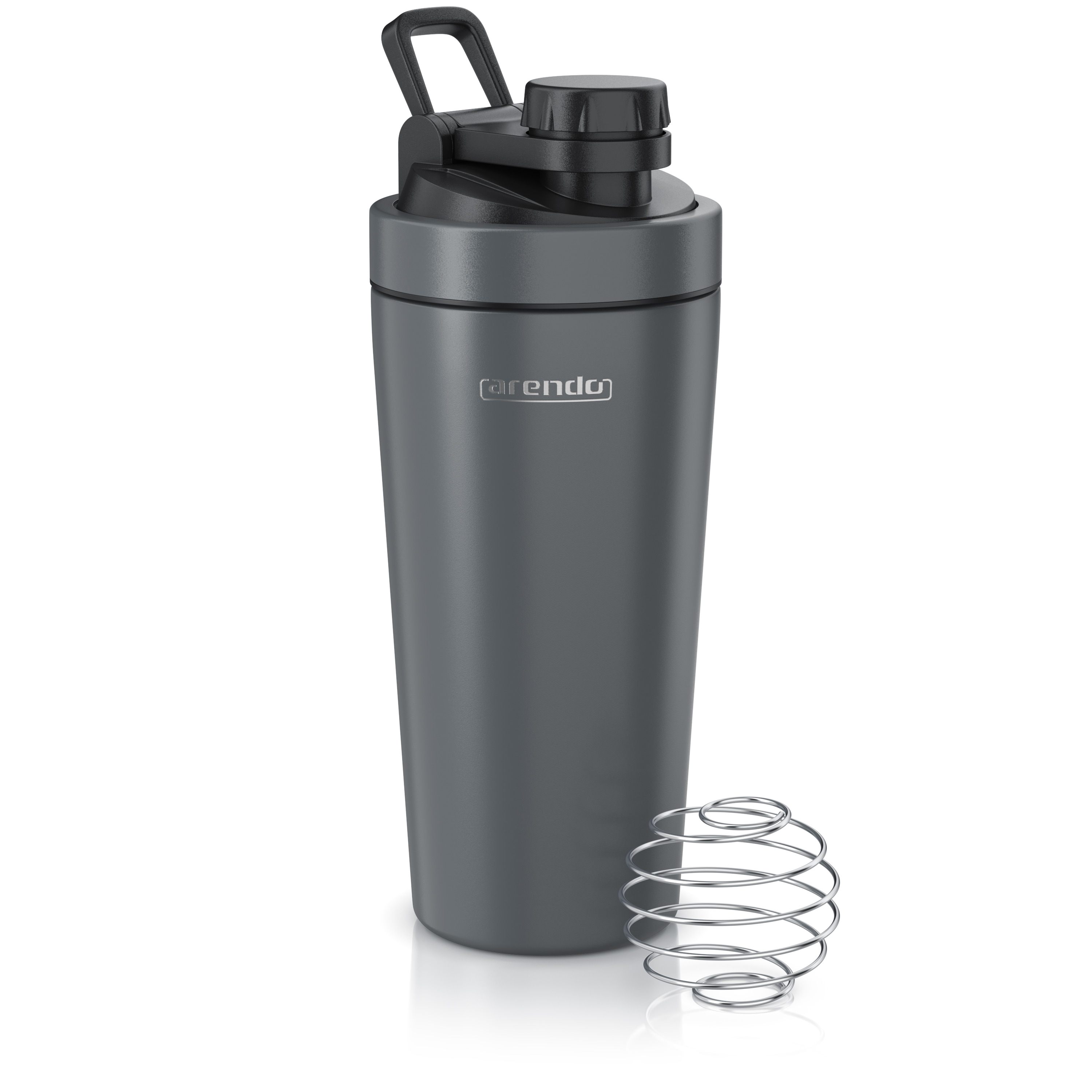 Arendo Protein Shaker, Edelstahl Eiwei&szlig;shaker 750 ml, verschlie&szlig;bar, bruchfest, BPA-frei, Cool Grey - Bild 1