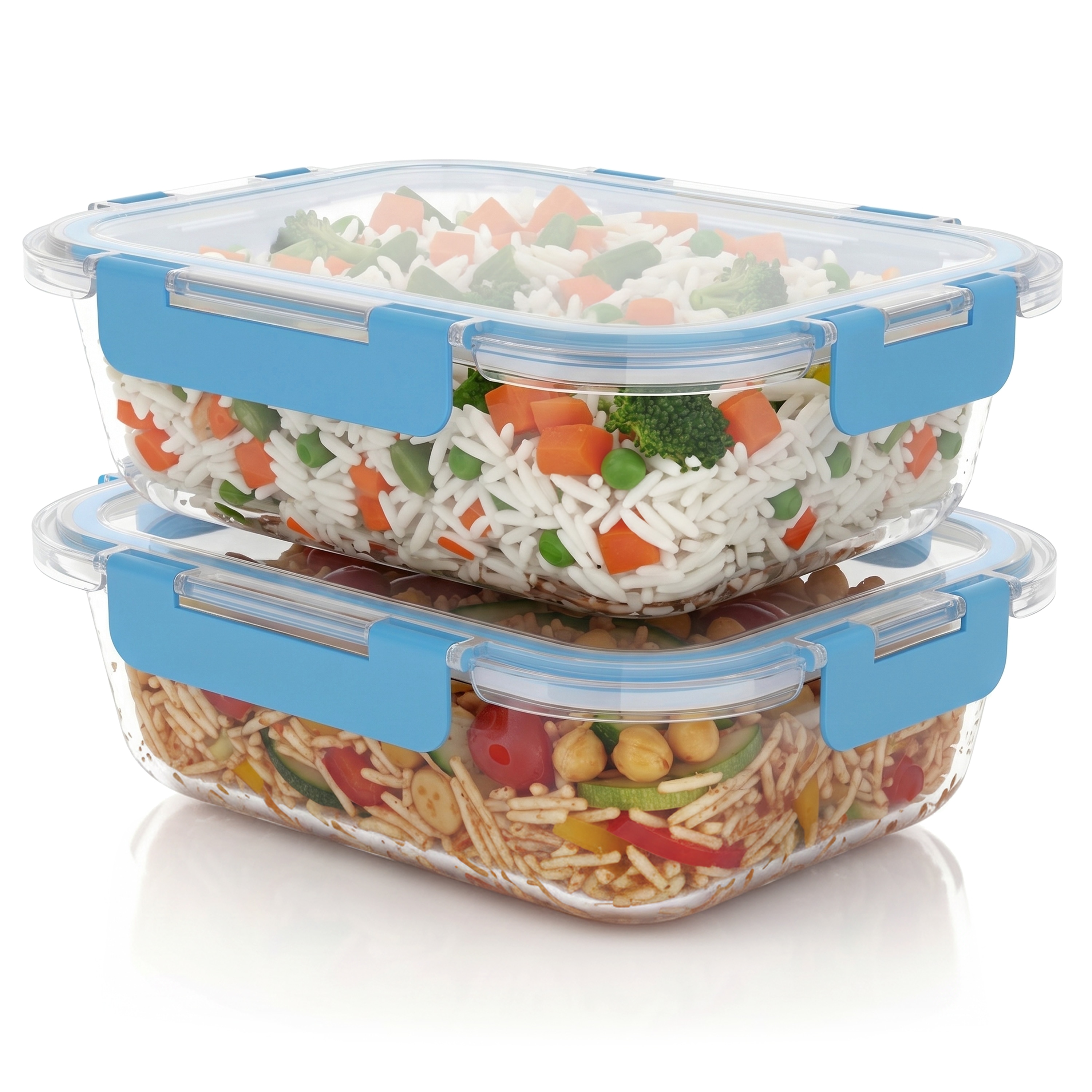 Arendo Frischhaltedose, Lunchbox rechteckig, lebensmittelecht, gefrier- & sp&uuml;lmaschinenfest, blau - Bild 1