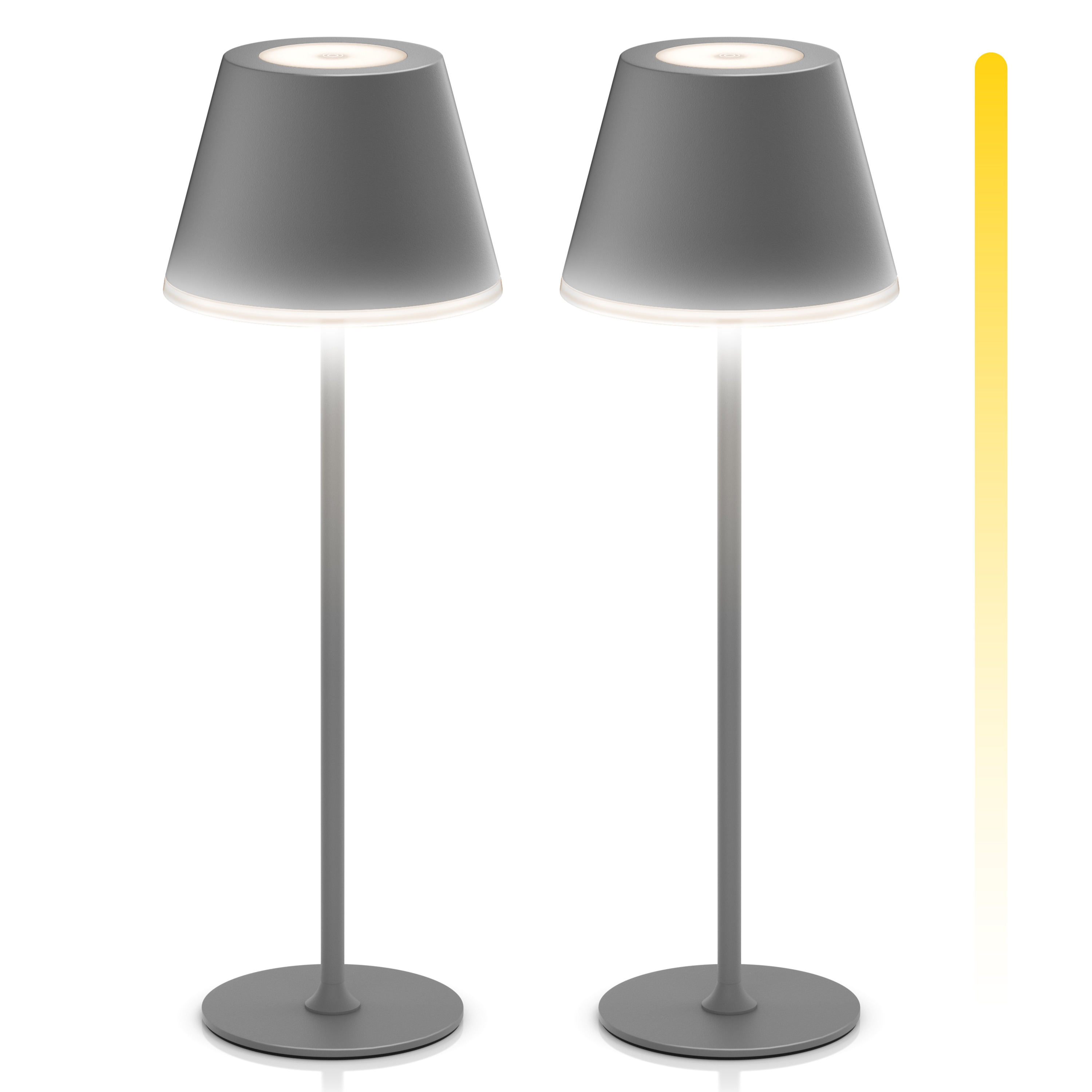 Brandson 2x LED Tischleuchte mit Akku, kabellos, Touch-Dimmer, 3 Lichtmodi, Metall, Schreibtisch- & Nachttischlampe, anthrazit - Bild 1
