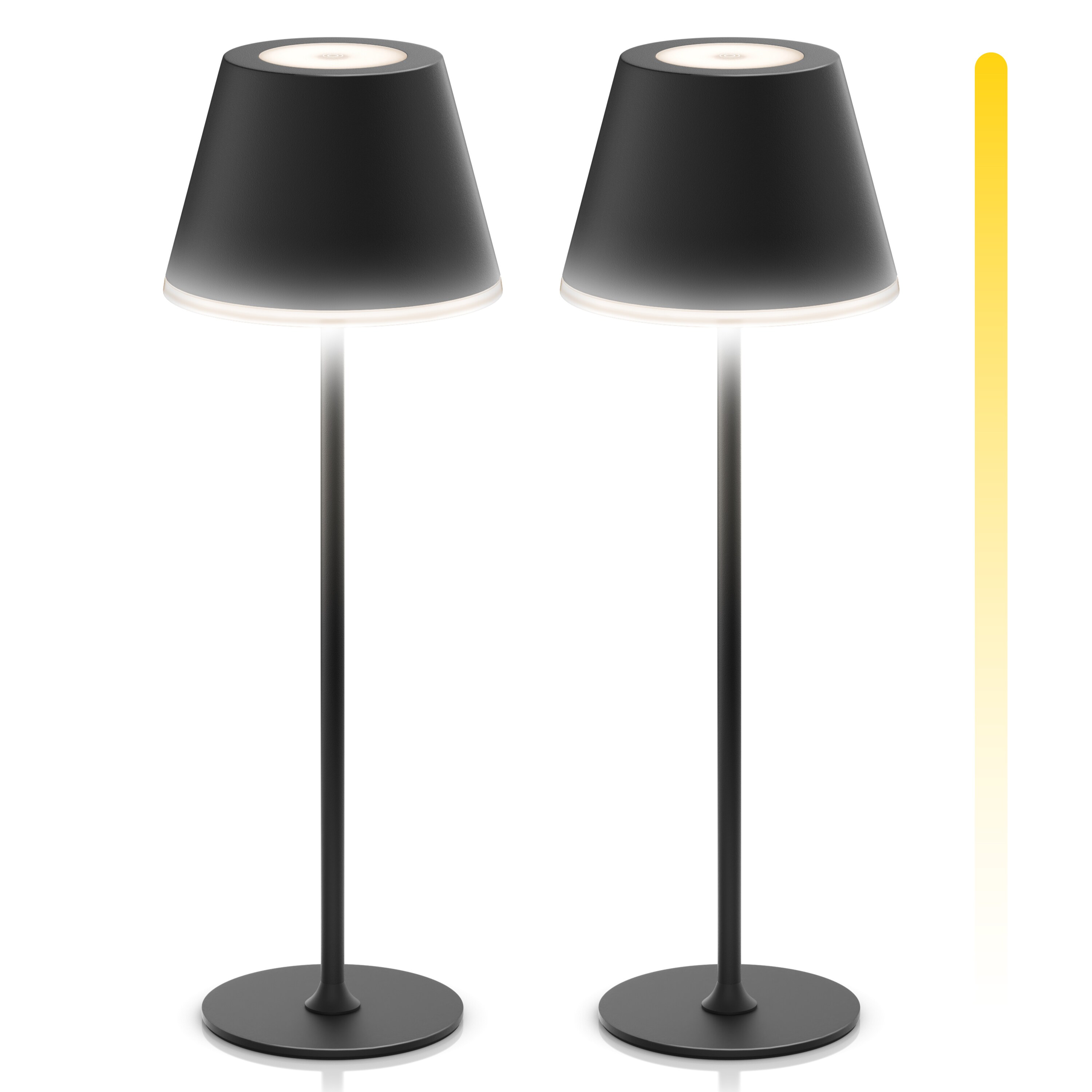 Brandson 2x LED Tischleuchte mit Akku, kabellos, Touch-Dimmer, 3 Lichtmodi, Metall, Schreibtisch- & Nachttischlampe, schwarz - Bild 1