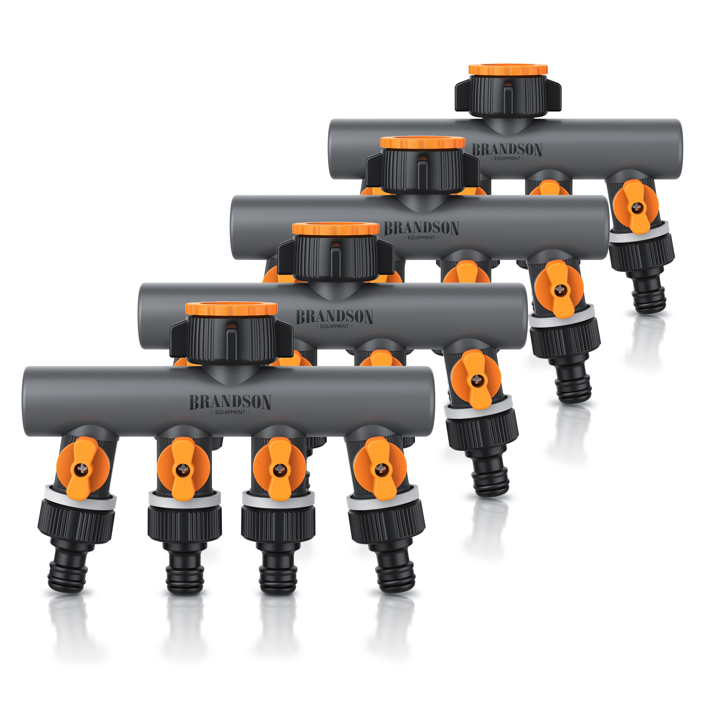 Brandson 4x 4-Wege Schlauchverteiler, 3/4 1/2 Zoll, 2-tlg., Wasserverteiler, regulierbar, f&uuml;r Gartenschlauch & Gartenbew&auml;sserung - Bild 1