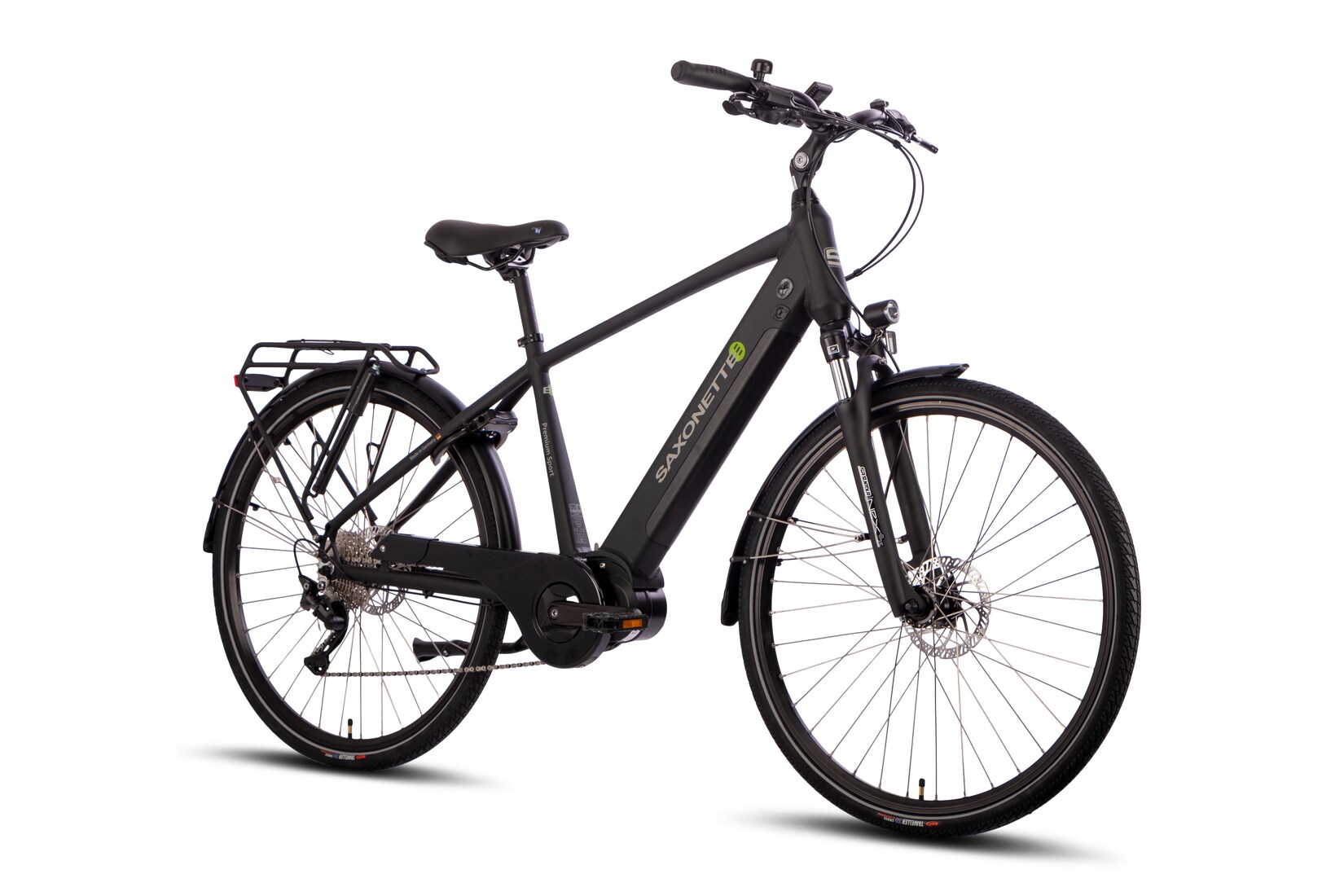 SAXONETTE Premium Sport E-Trekkingbike 10 Gang Scheibenbremse, Federgabel, Mittelmotor