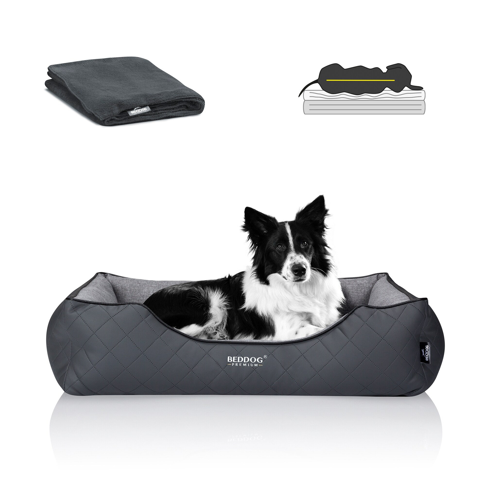 BedDog PREMIUM Orthop&auml;disches Hundebett WUFFI Memory Foam - Bild 1