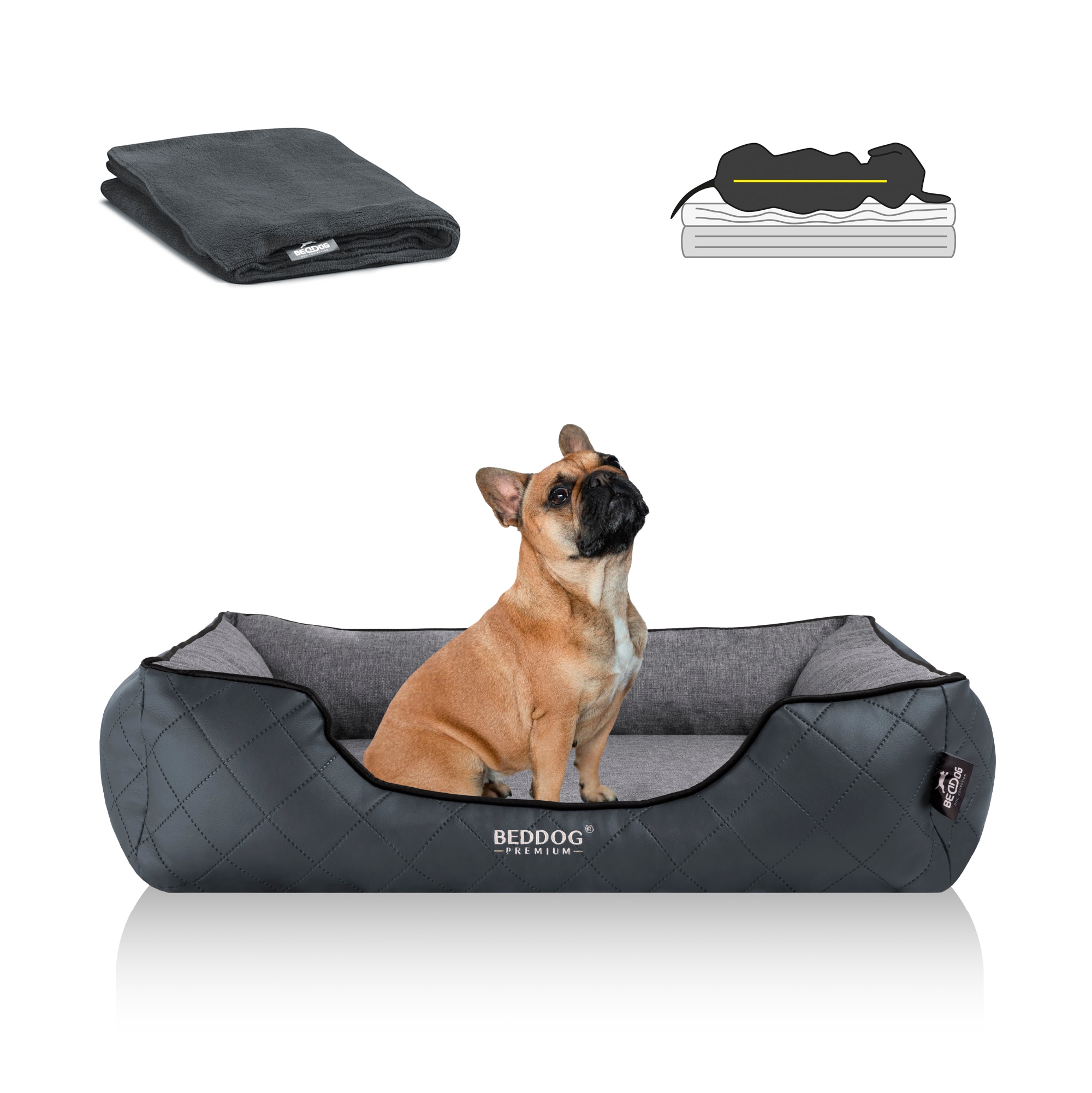BedDog PREMIUM Orthop&auml;disches Hundebett WUFFI Memory Foam - Bild 1