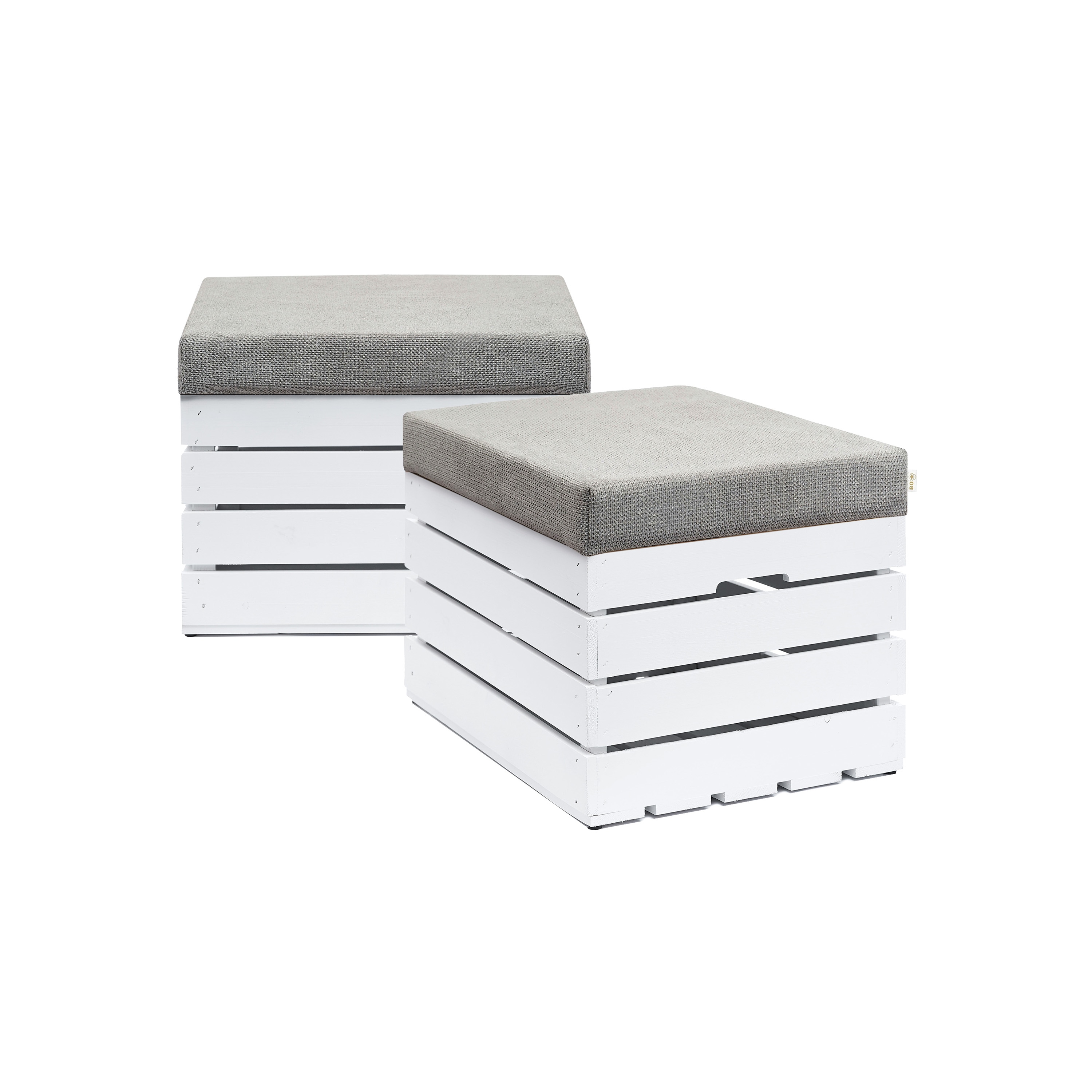 GrandBox Sitzhocker Holz 37x40x50 mit Polster, SitzTruhe mit Stauraum