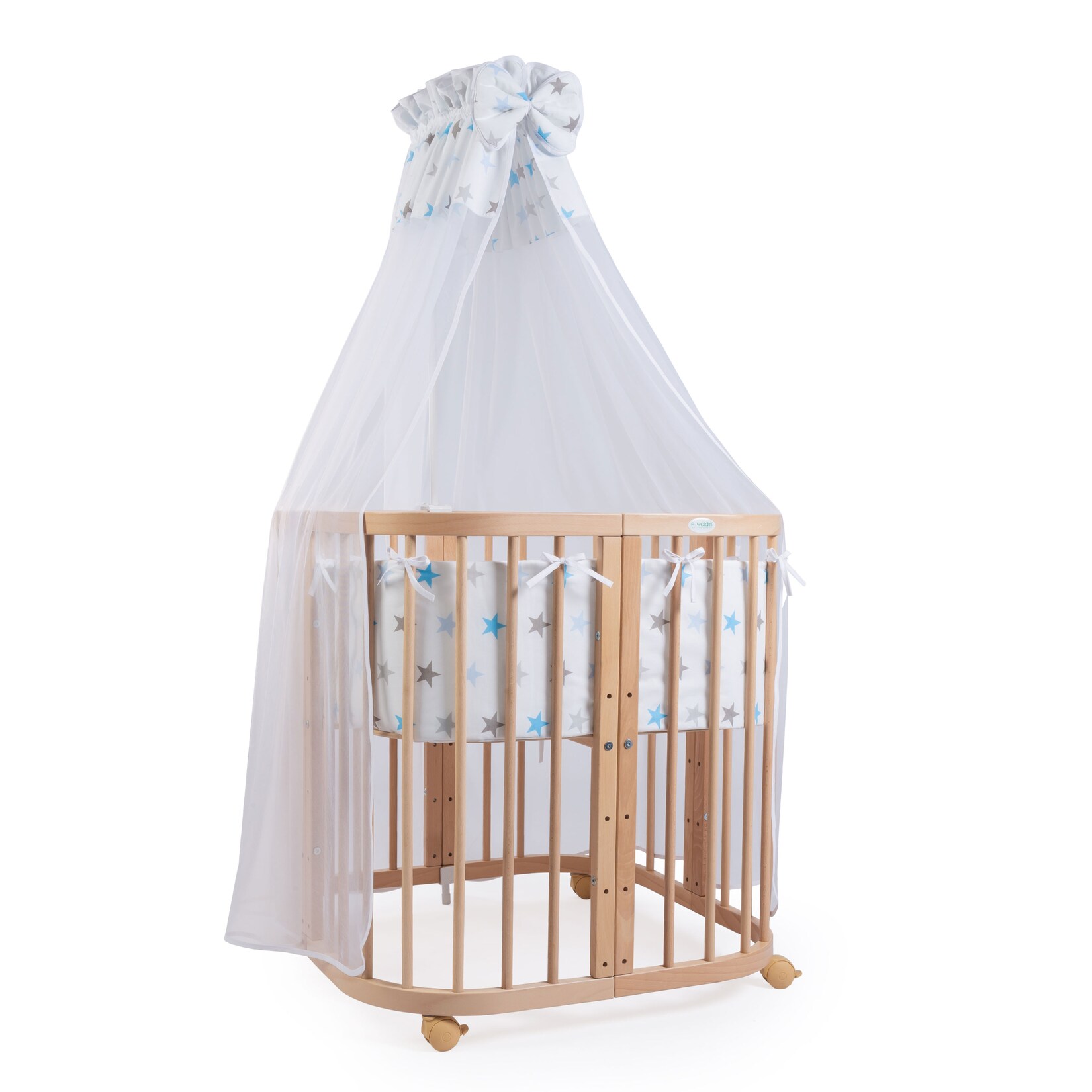 Waldin Babybett Kinderbett 7in1 mit Matratze, mitwachsendes Kinder-Bett