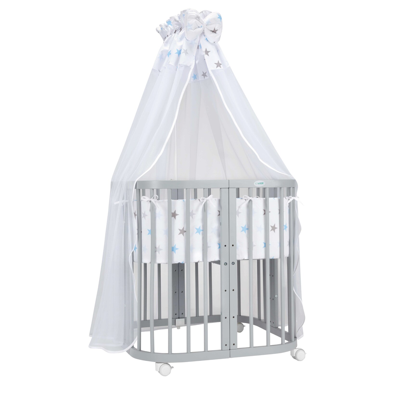Waldin Babybett Kinderbett 7in1 mit Matratze, mitwachsendes Kinder-Bett