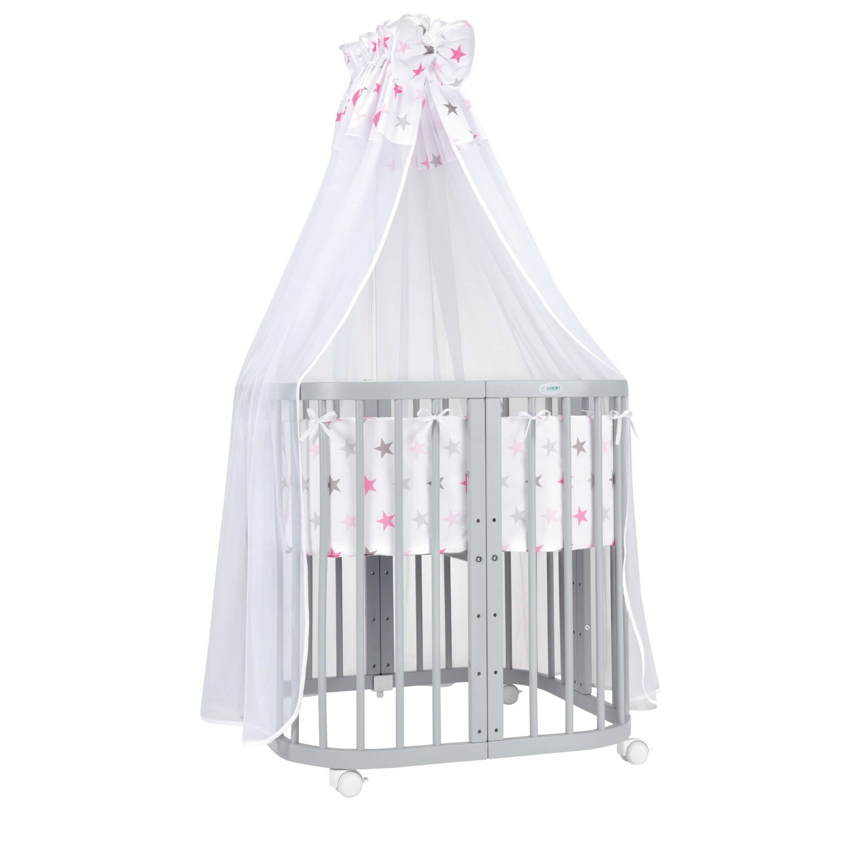 Waldin Babybett Kinderbett 7in1 mit Matratze, mitwachsendes Kinder-Bett