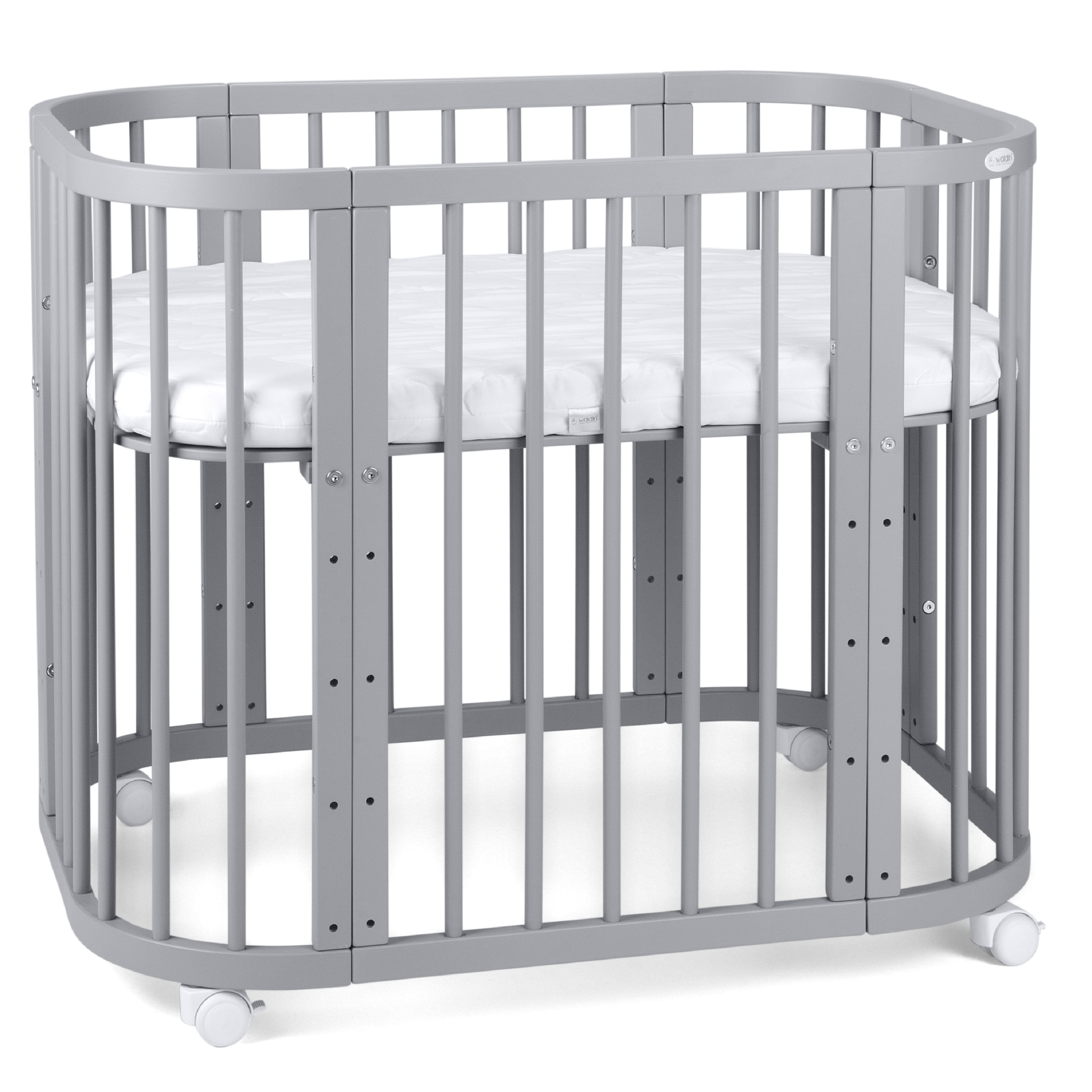 Waldin Babybett 5in1, Beistellbett aus Holz, Matratze, Bel&uuml;ftet - Bild 1
