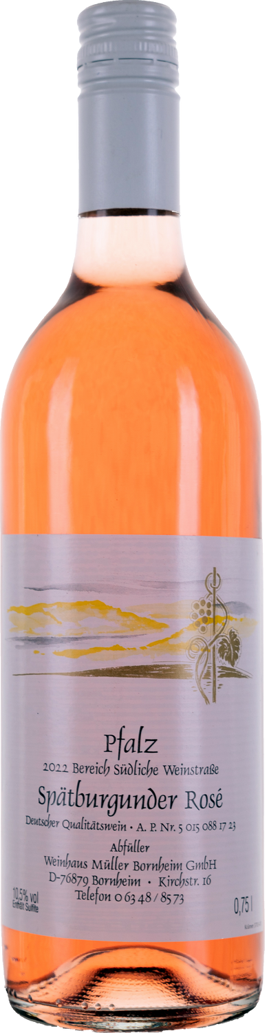 Weinhaus Müller Bornheim Pfalz Spätburgunder Rosé Wein lieblich 10,5 % vol. 0.75 Liter Flasche