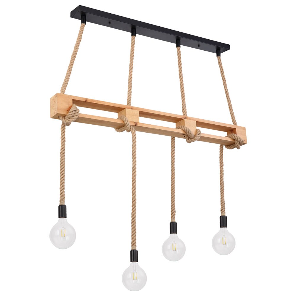 Hängeleuchte, Balken natur, Hanfseil, L 120 cm, ULLEU | 09007371547524