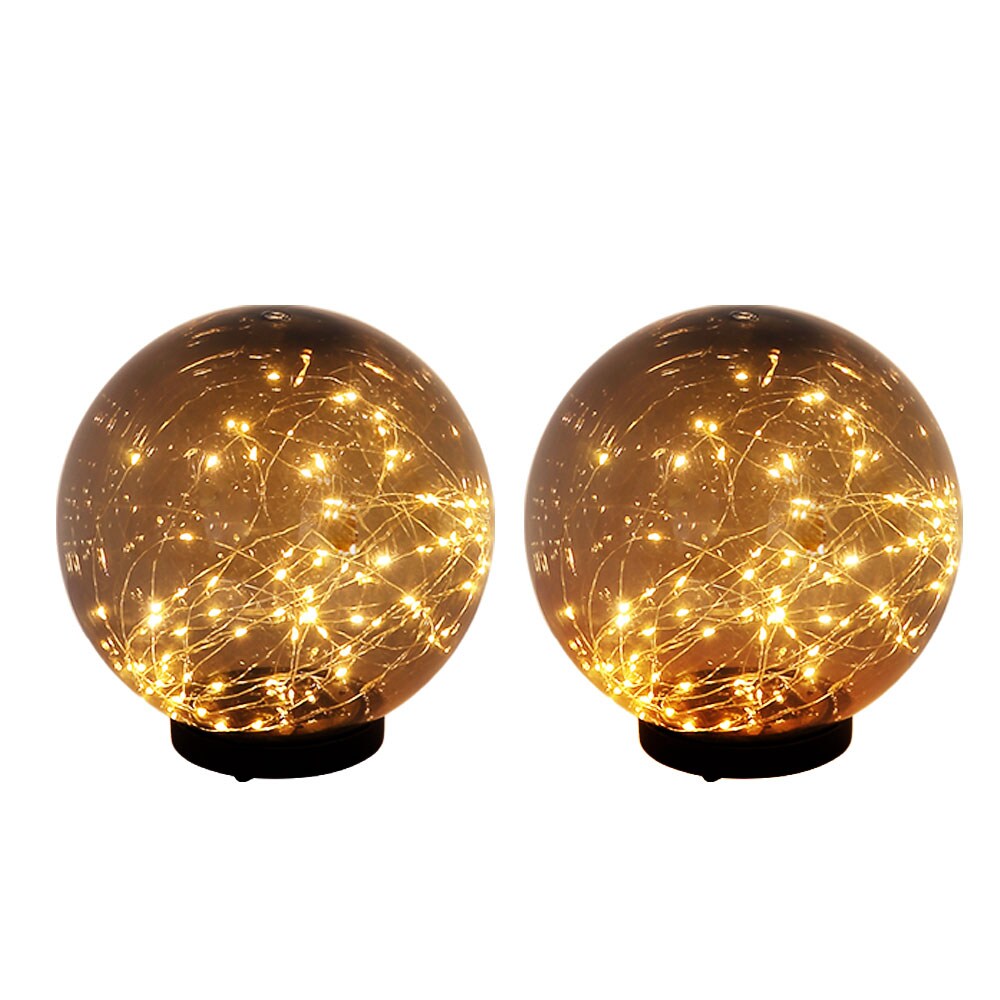 2er Set LED Solar Stecklampe, Kugel rauchfarben, D 30 cm - Bild 1