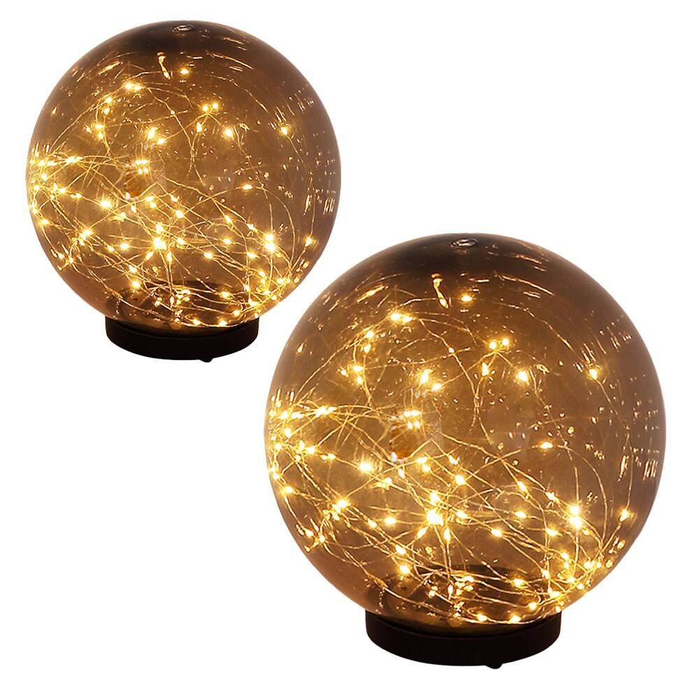 2er Set LED Solarlampen, Kugel-Design, Erdspie&szlig;, rauchfarben - Bild 1