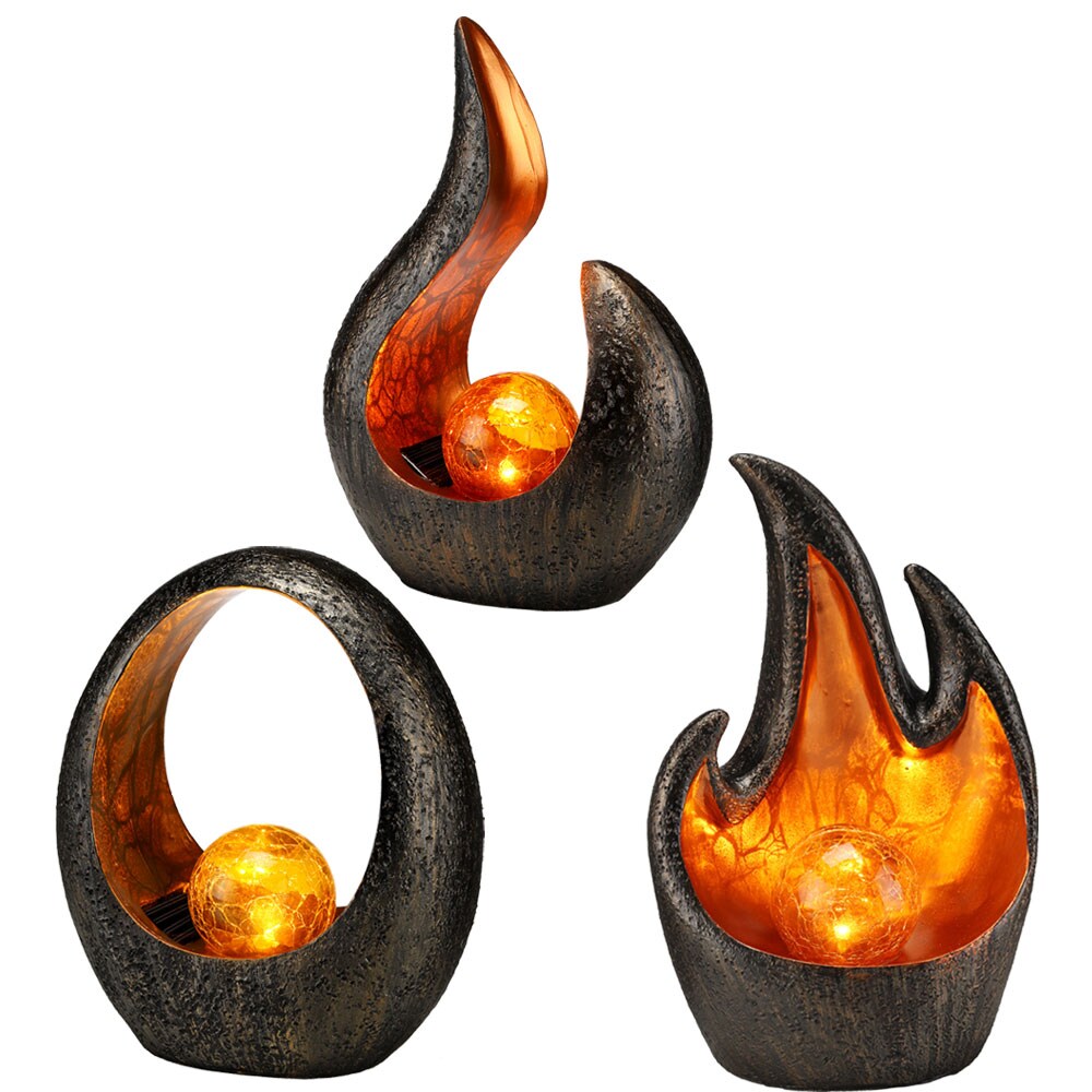 3er Set LED Solar Tischlampen, grau, gold H 25 cm - Bild 1