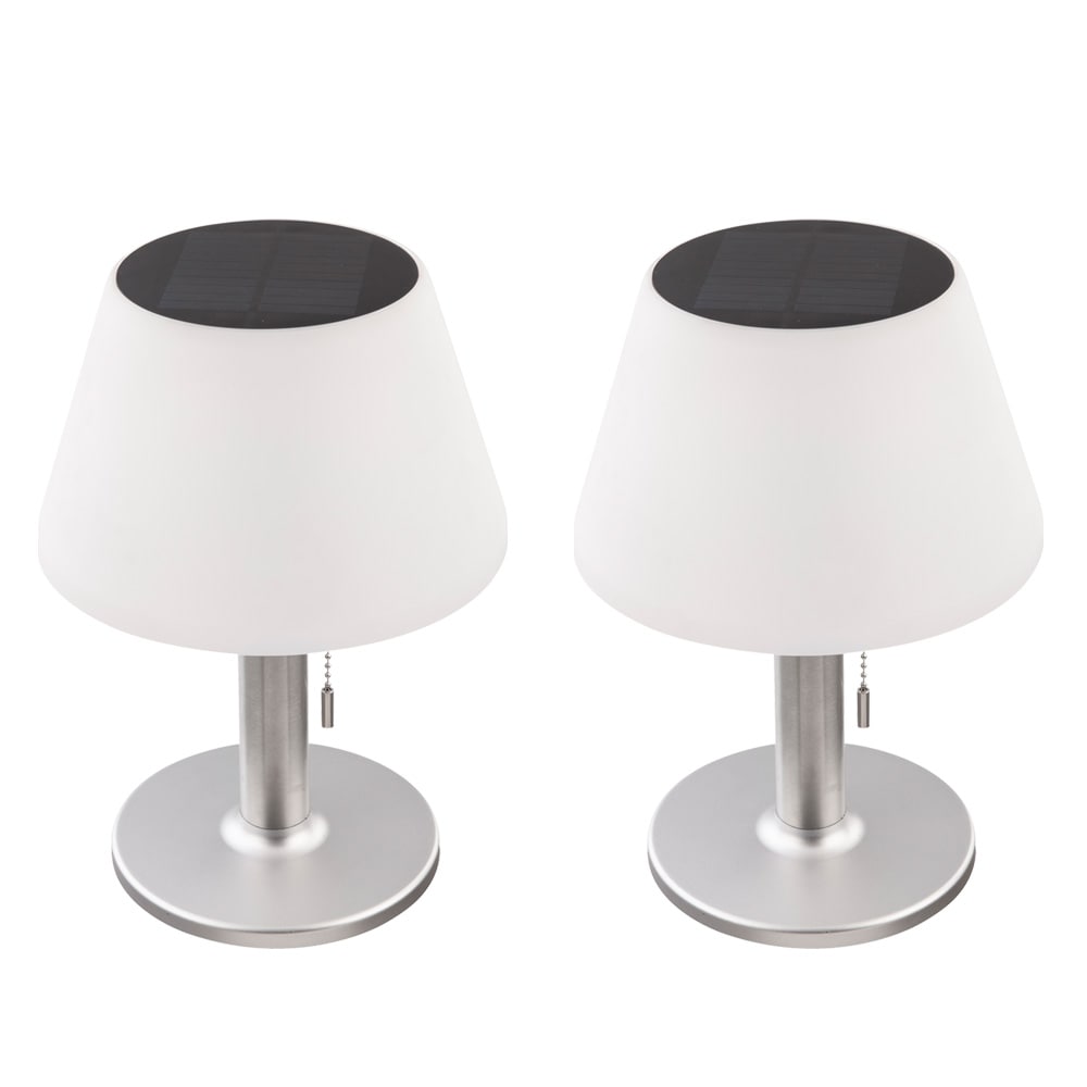 2er Set LED Solar Tischleuchte, Kunststoff, wei&szlig;, H&ouml;he 28 cm - Bild 1