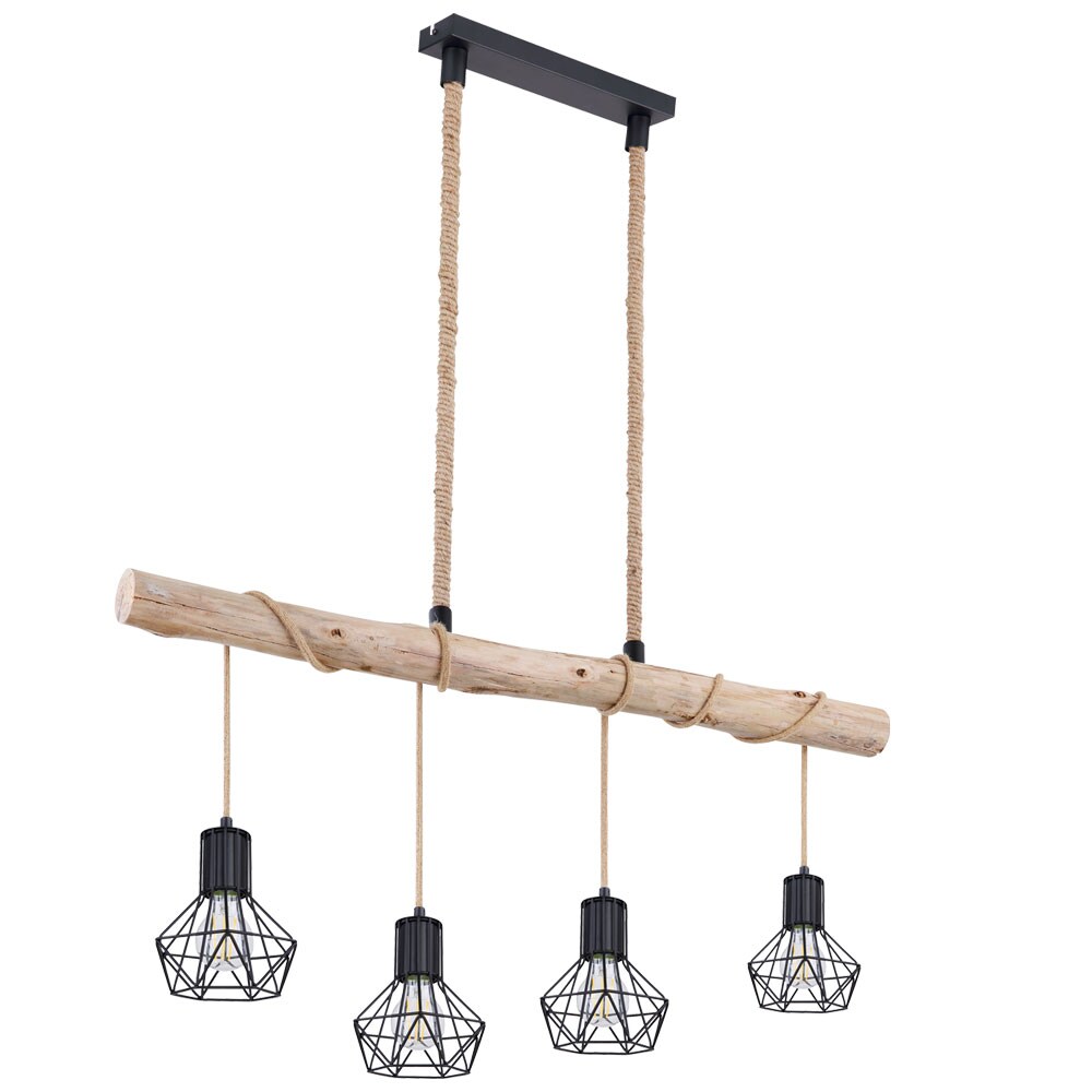 Hängeleuchte, Balken natur, Hanfseil, L 100 cm, PRISKA | 09007371401796