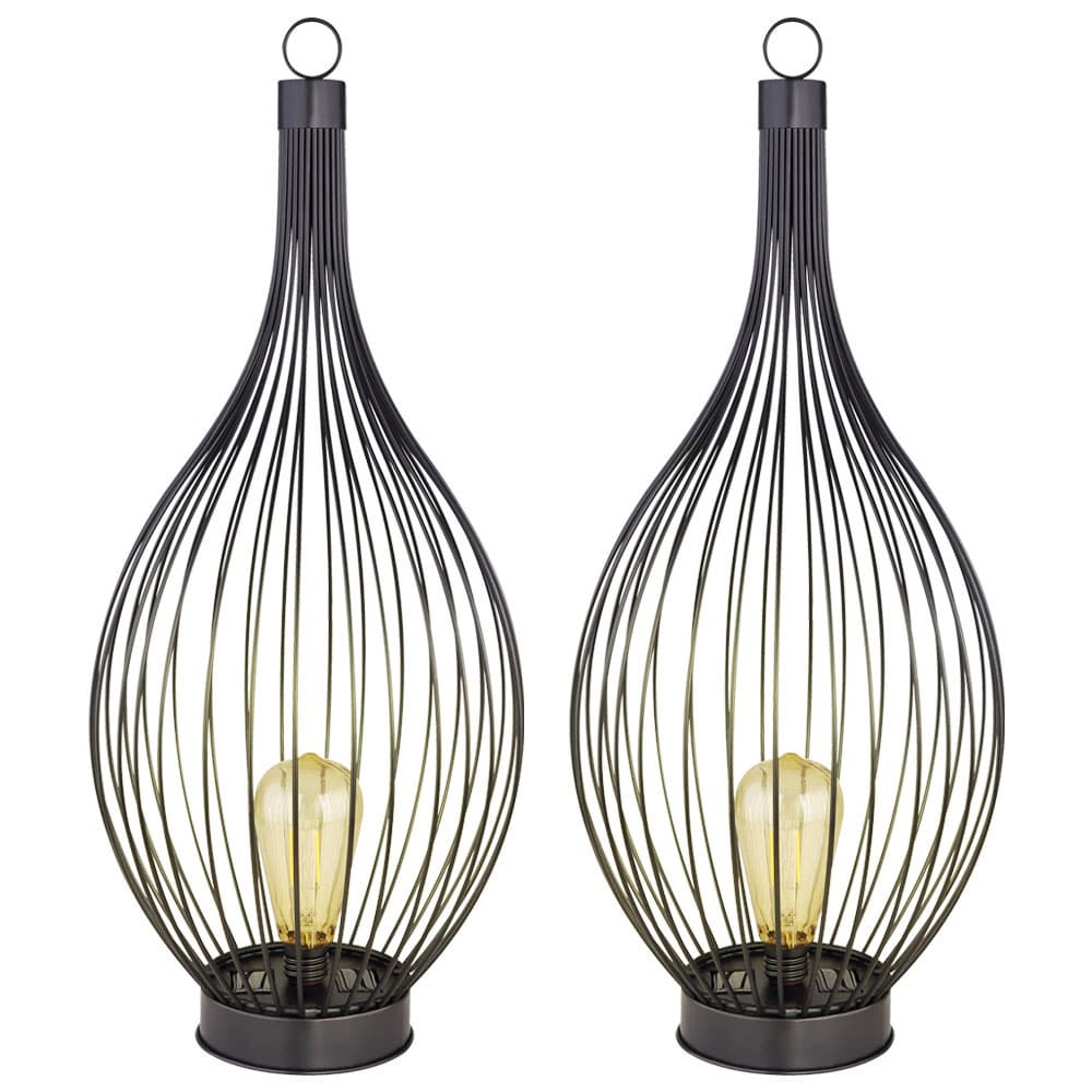 2x LED Solarleuchten im K&auml;fig Design, H 57 cm - Bild 1