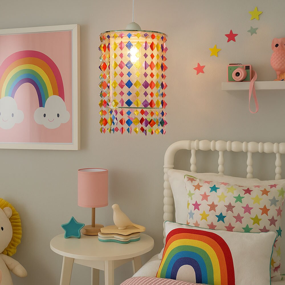 LED H&auml;ngeleuchte, Kristalle bunt 22,5 cm - Bild 1