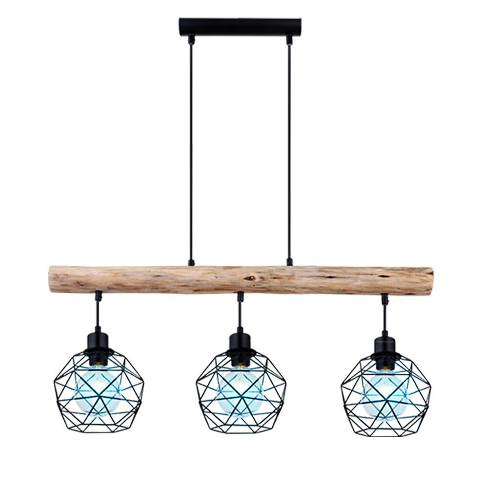 RGB LED H&auml;ngeleuchte, Holz, Gitter Design, L 76 cm - Bild 1