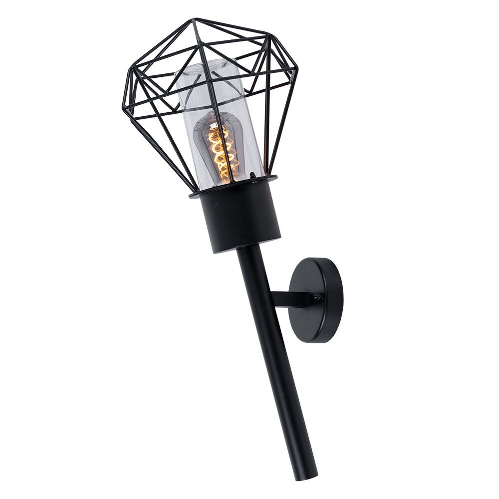 Wandlampe, Fackel, Gitter Design, schwarz H 28,5 cm | 04059157316867