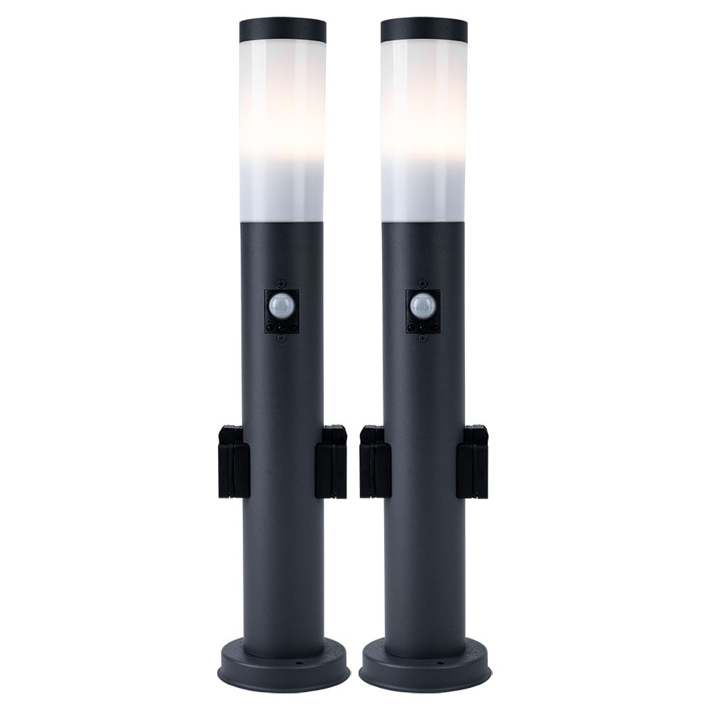 2er Set Stehleuchte, 2x Steckdosen, Bewegungsmelder, H 60 cm - Bild 1