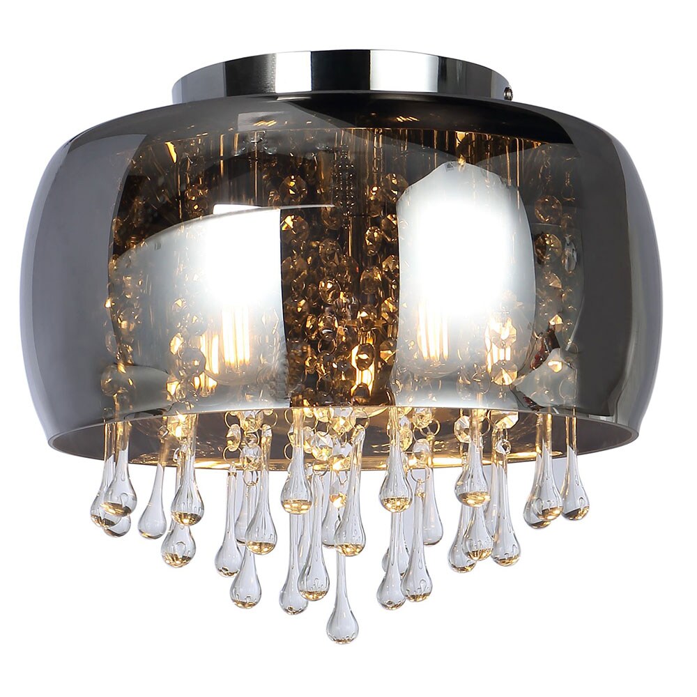 LED Deckenlampe, Chrom, Glas, rauchfarben, 35 cm - Bild 1