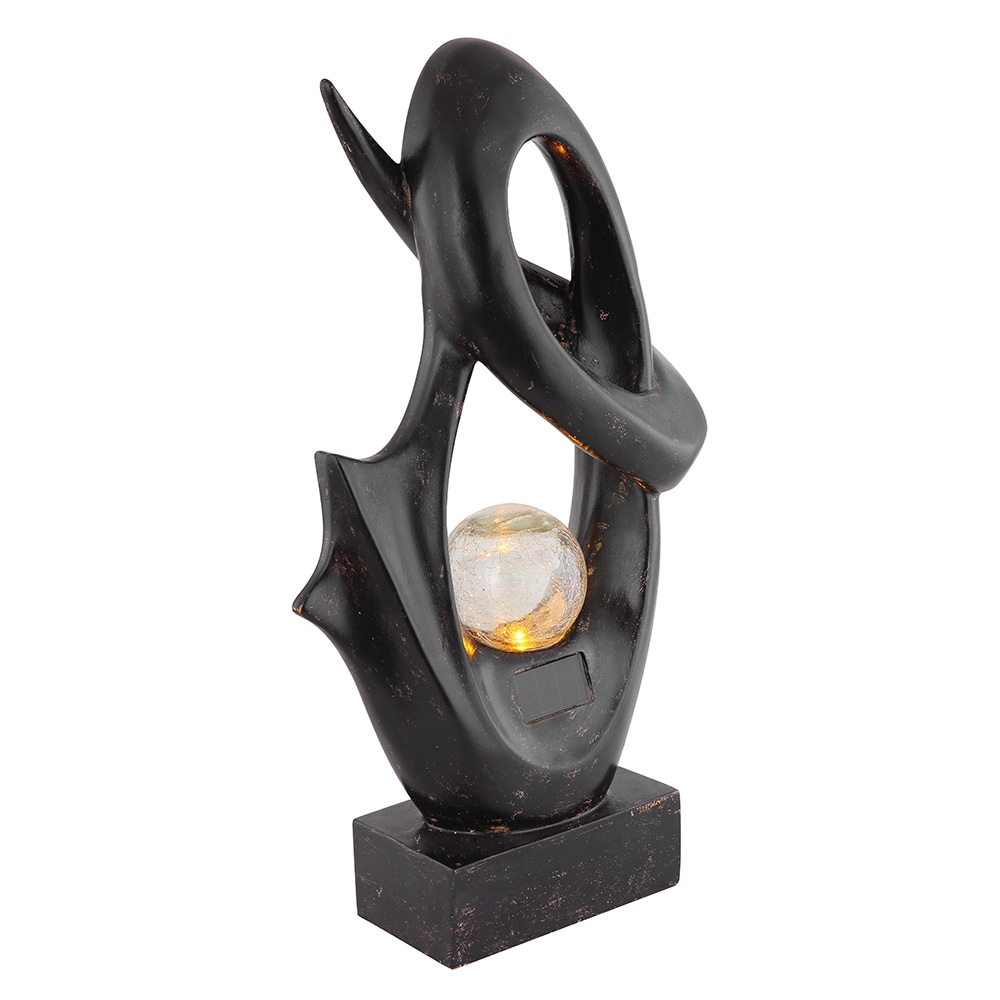 LED Solarleuchte, schwarz, Glas Crackle Design H 45 cm - Bild 1