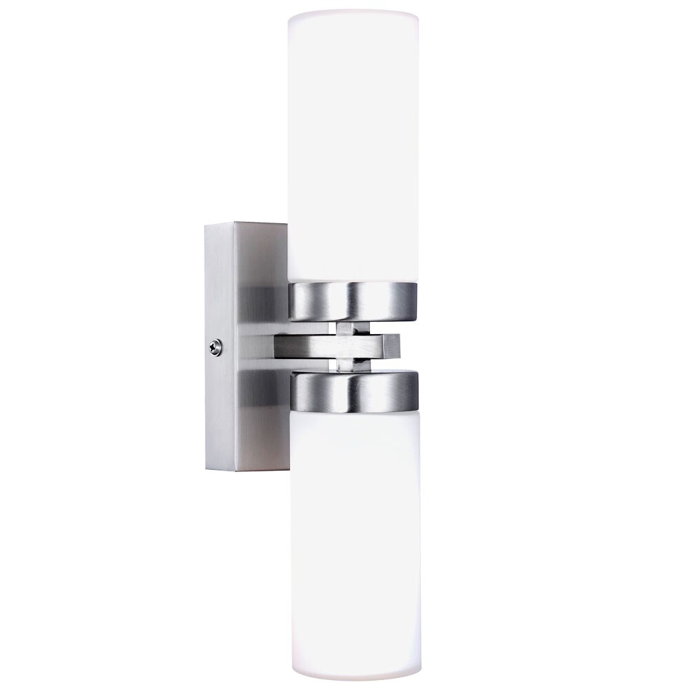 LED Wandlampe, silber, Glas opal, H 31 cm - Bild 1