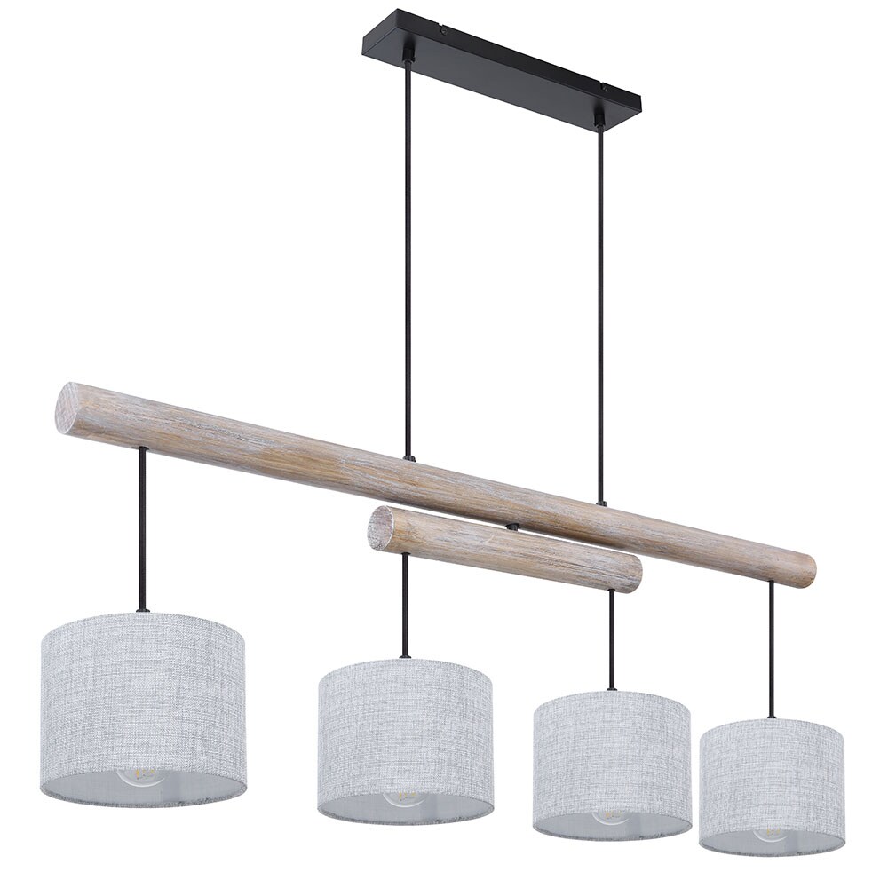 Hängelampe, höhenverstellbar, Holz, grau, schwarz, L 113 cm | 09007371415885