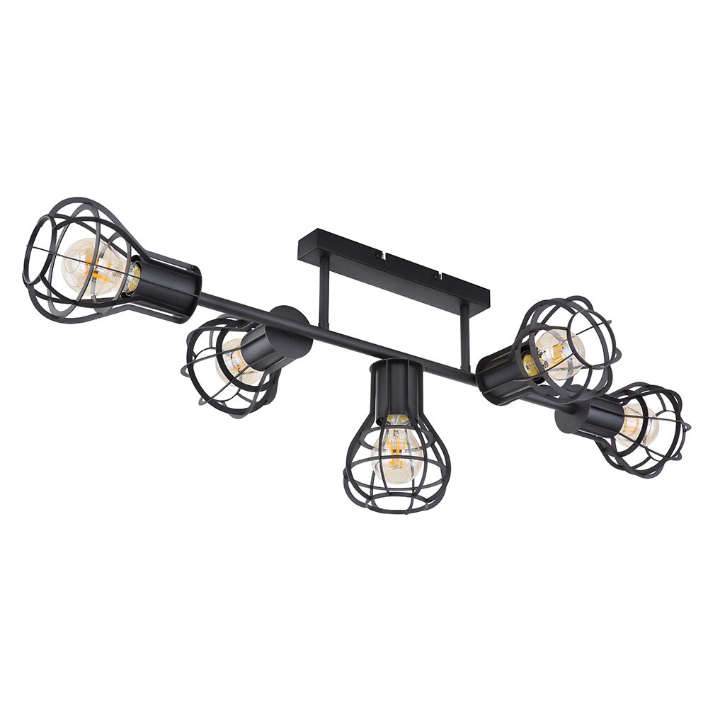 Deckenlampe, Metallgeflecht, Holz, verstellbar, H 26 cm | 09007371536443