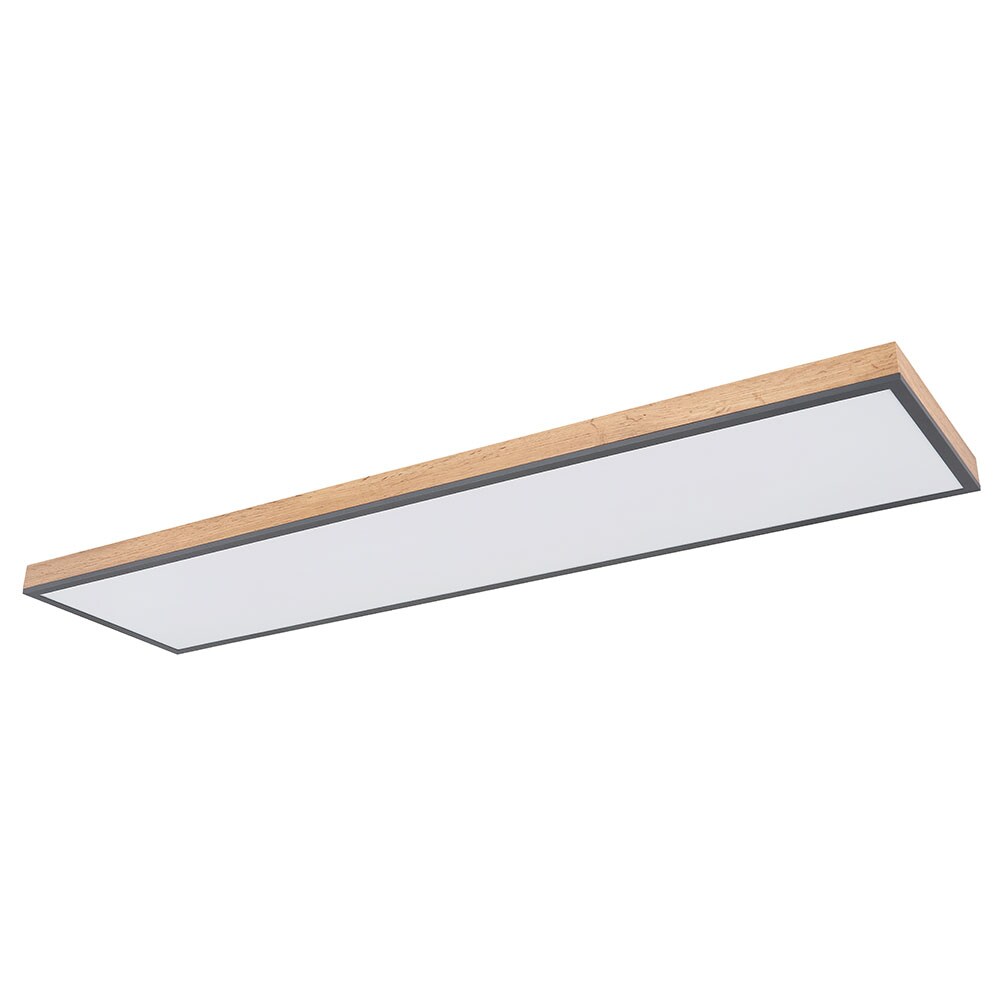 LED Wohnzimmerleuchte, Holzoptik, opal, L 120cm - Bild 1
