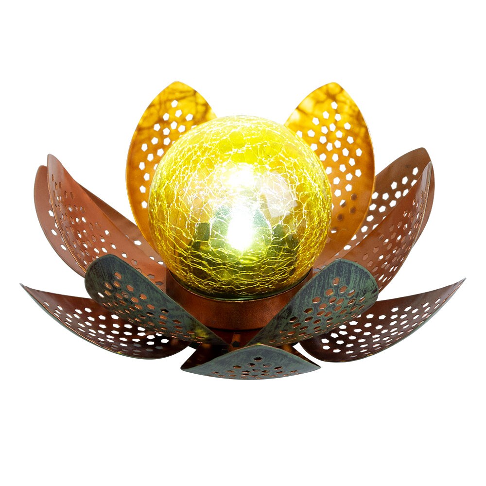 LED Solarleuchte, Lotusblume, grün, gold | 09007371547579