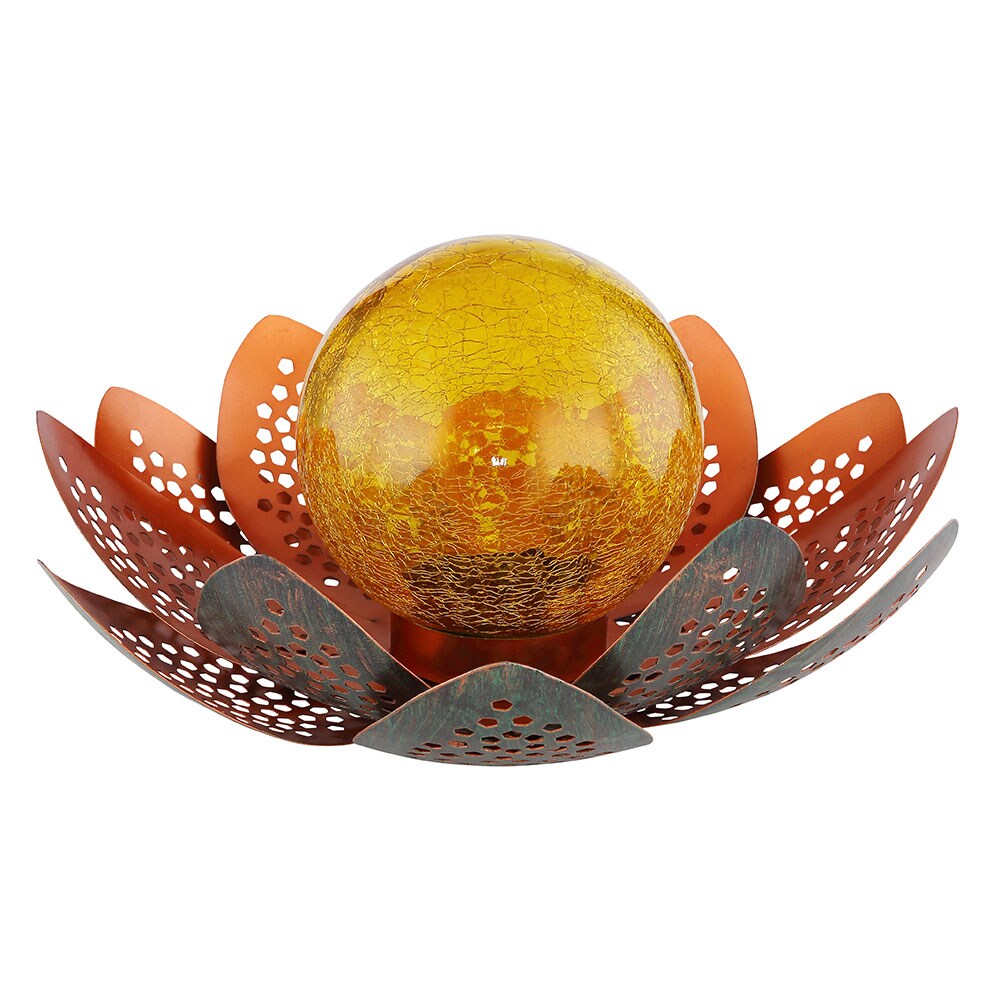 LED Solarleuchte, Lotusblume, Kugel, Crackle-Glas, 35 cm | 04059157155275